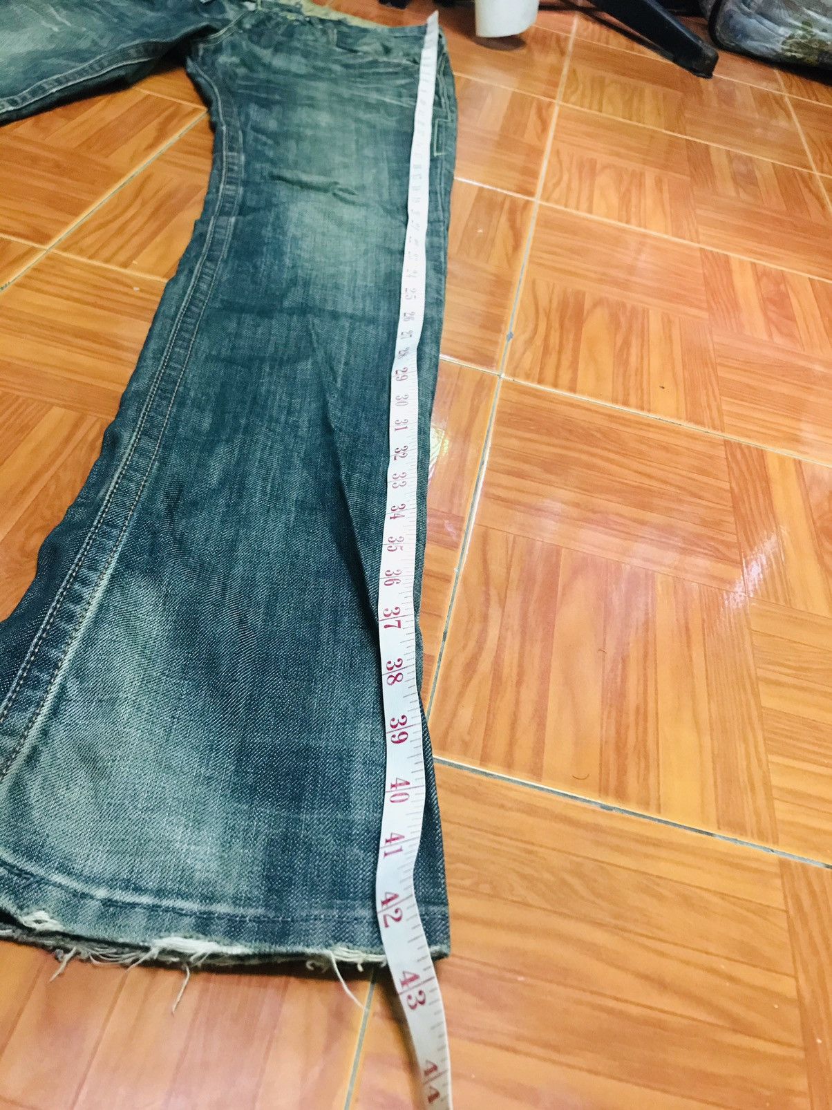 Levi's Louis Black Distressed Bootcut Jeans Faded Blue Vtg Wash Size US 31 - 10 Thumbnail