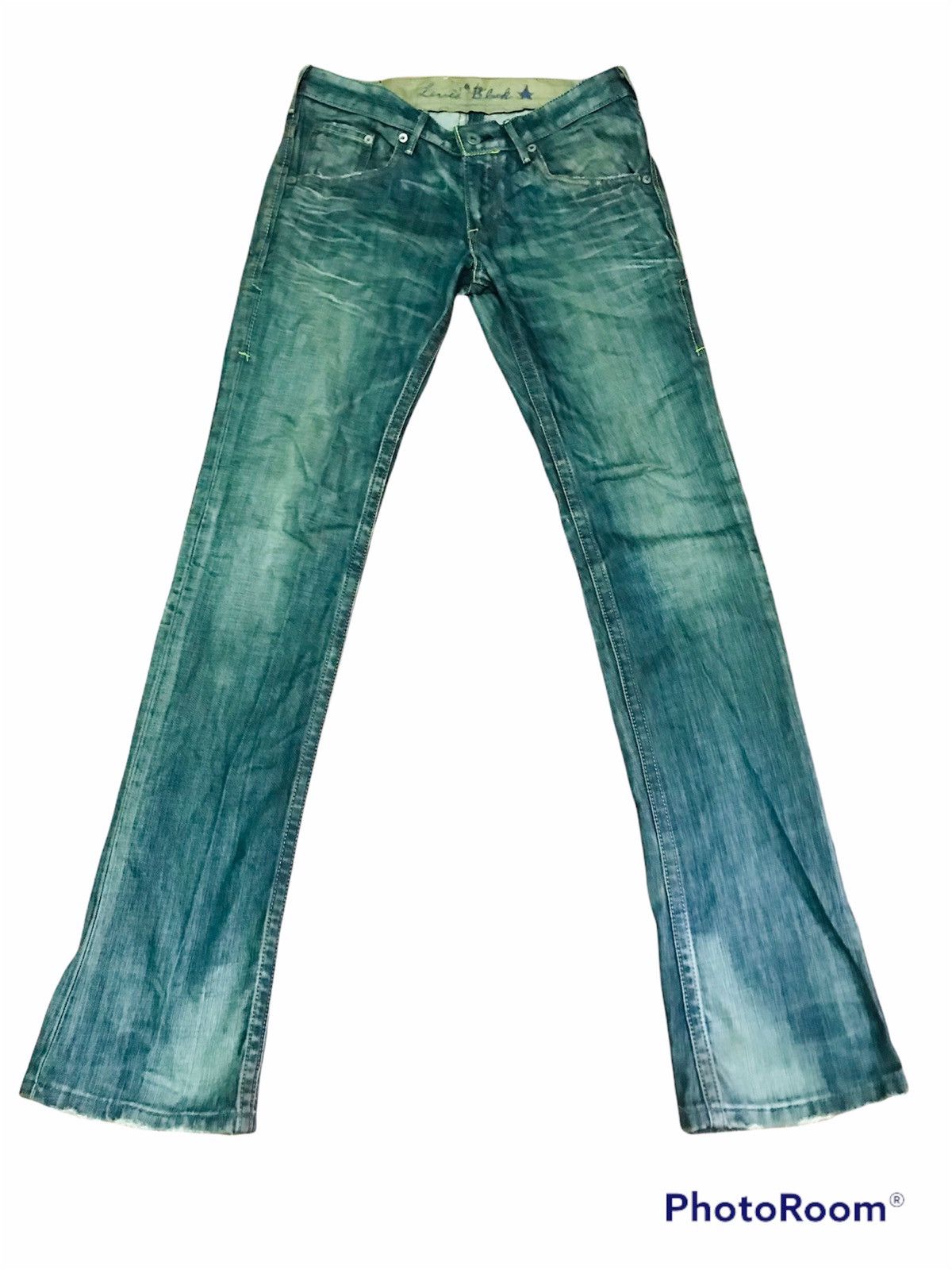 Levi's Louis Black Distressed Bootcut Jeans Faded Blue Vtg Wash Size US 31 - 1 Thumbnail