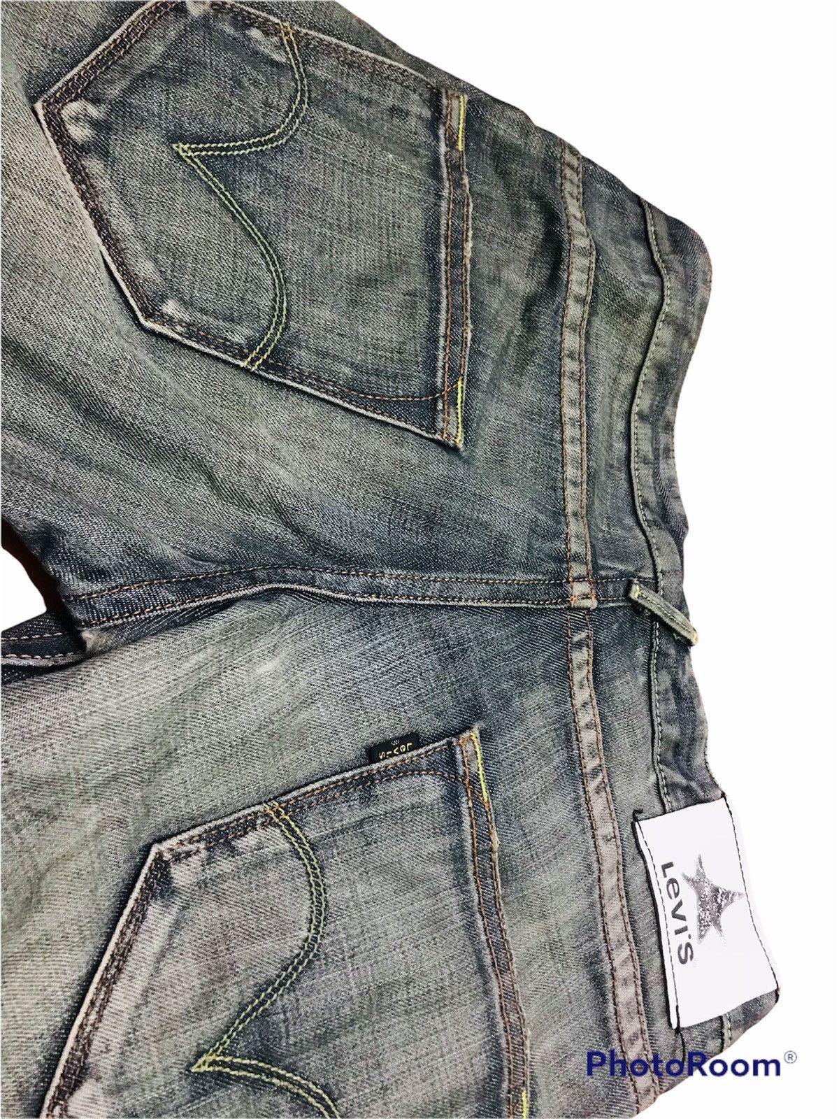 Levi's Louis Black Distressed Bootcut Jeans Faded Blue Vtg Wash Size US 31 - 5 Thumbnail