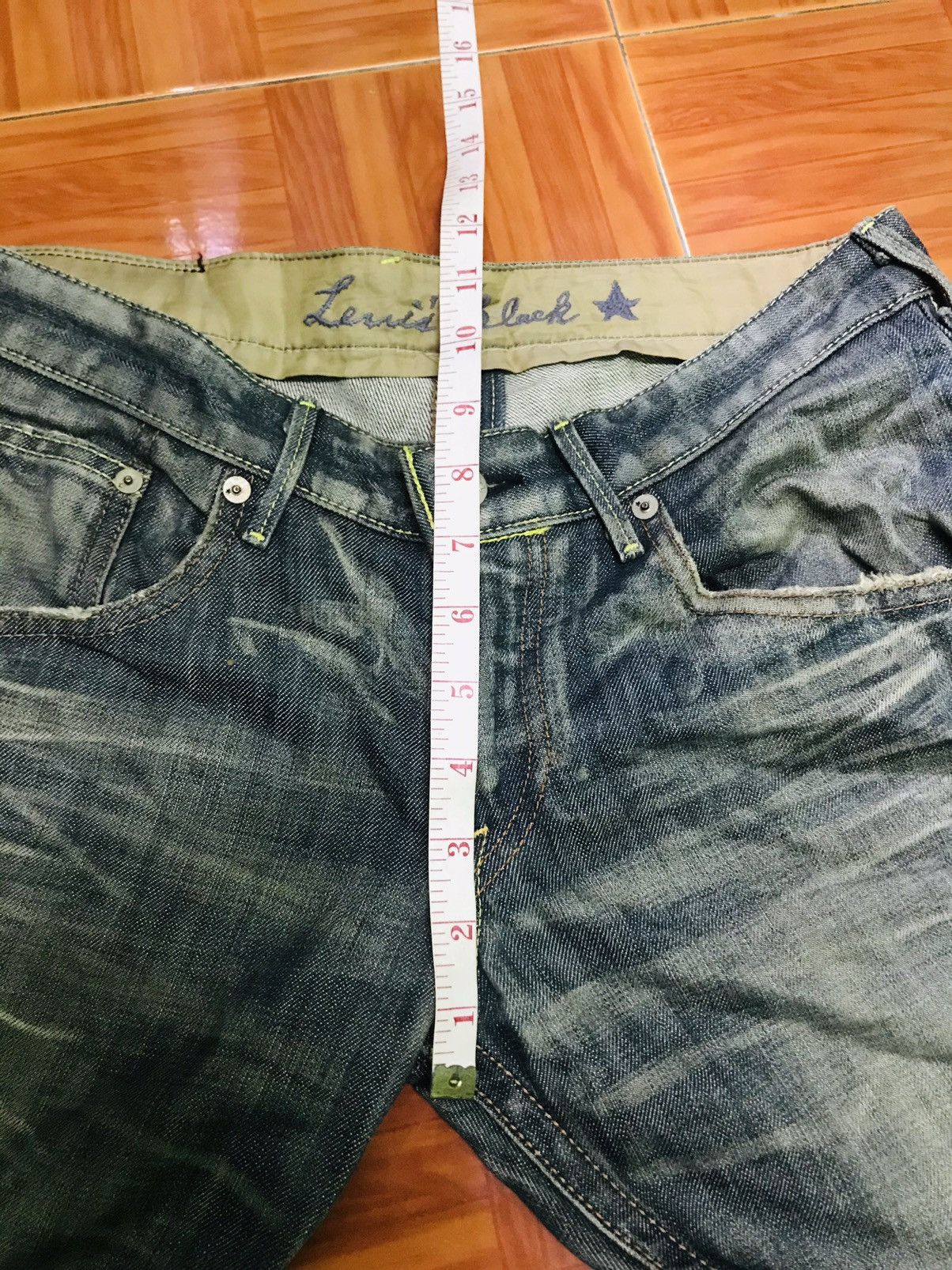 Levi's Louis Black Distressed Bootcut Jeans Faded Blue Vtg Wash Size US 31 - 9 Thumbnail