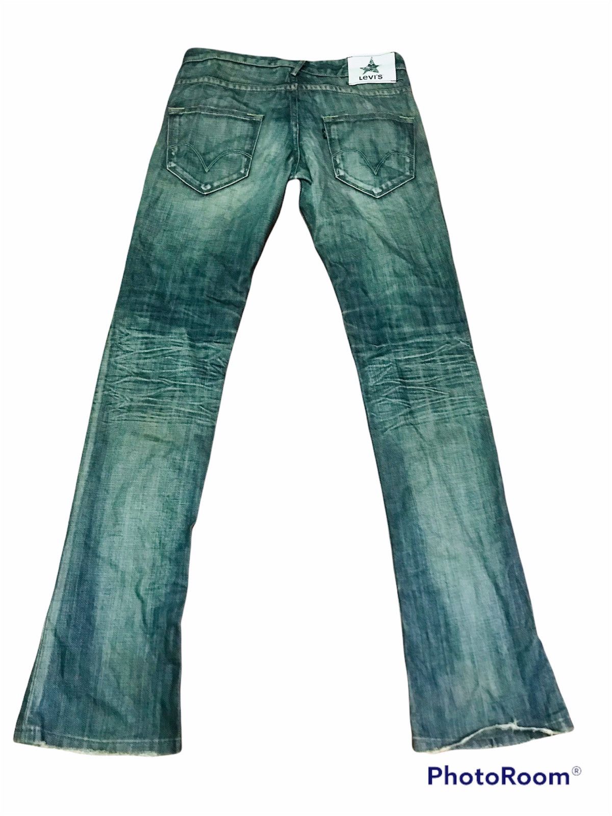 Levi's Louis Black Distressed Bootcut Jeans Faded Blue Vtg Wash Size US 31 - 2 Thumbnail