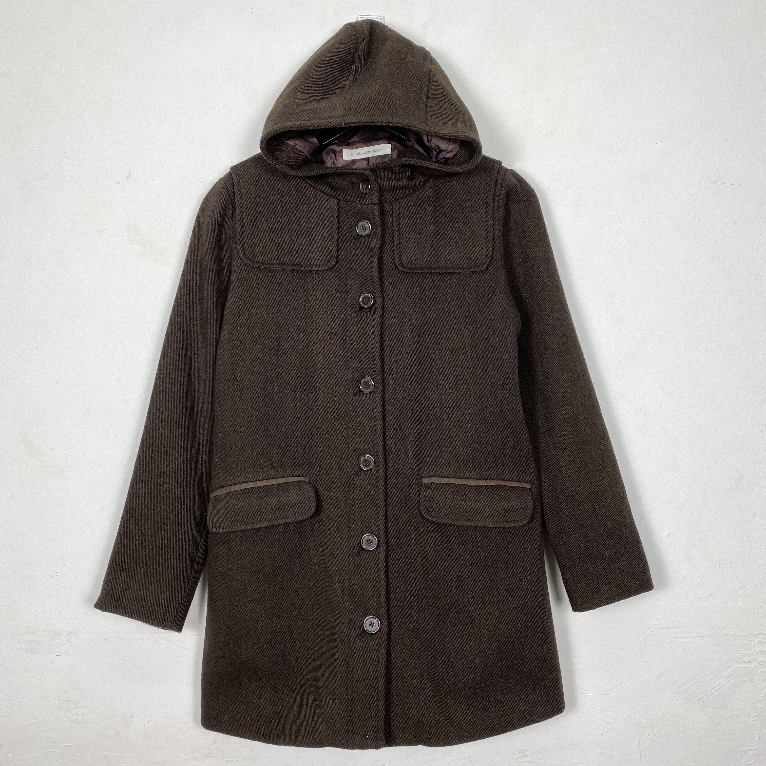 Vintage BLUE Duffle Coat Wool J0198