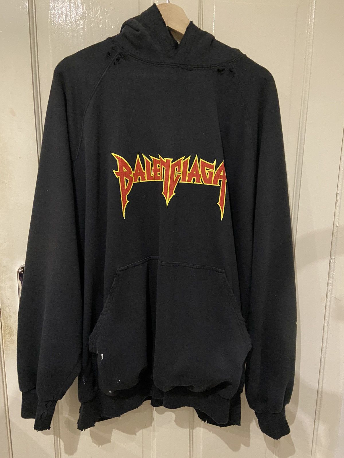 image of Balenciaga Metal Logo Hoodie in Black, Men's (Size XS)