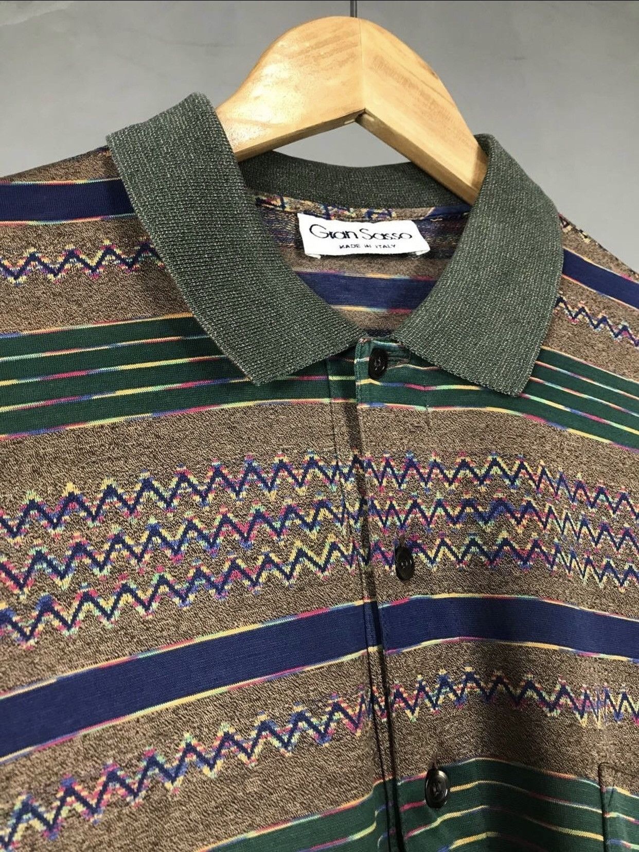 Gran Sasso Gran Sasso luxury streetwear multicolor polo tee Size US XL / EU 56 / 4 - 6 Thumbnail