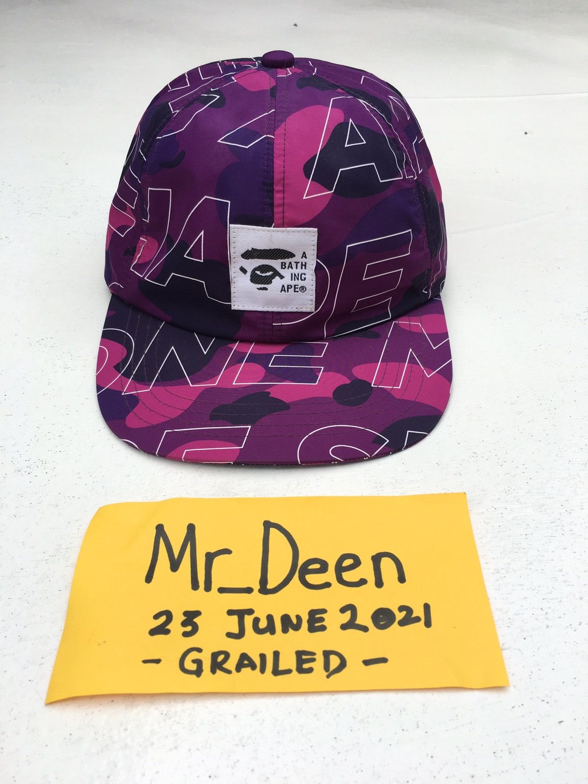 image of Bape Text Color Camo Purple Trucker / Snapback /hat, Men's