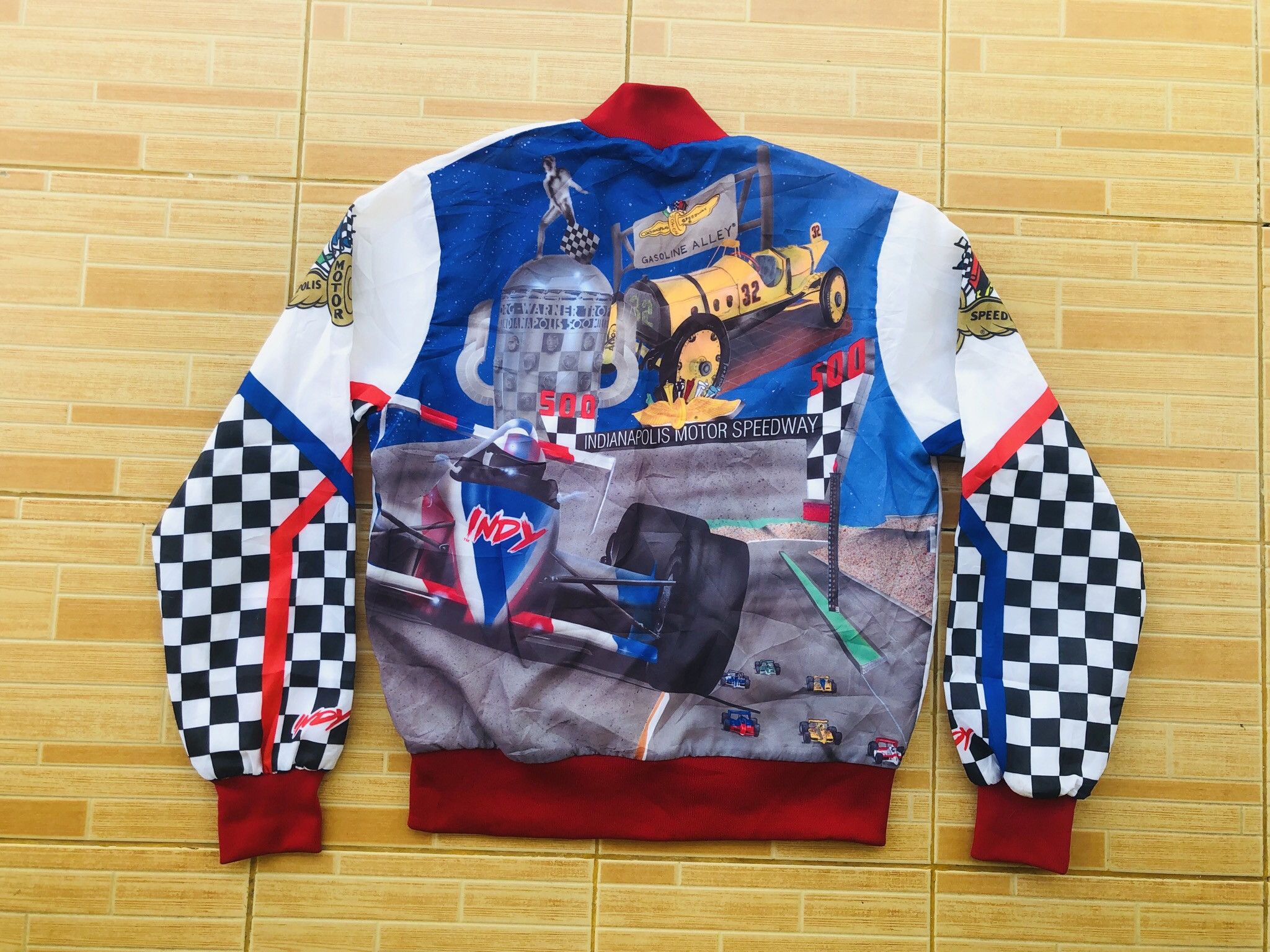 NASCAR 💥Indy 500 All Over Print Satin Style Jacket Indianapolis Size US S / EU 44-46 / 1 - 1 Thumbnail