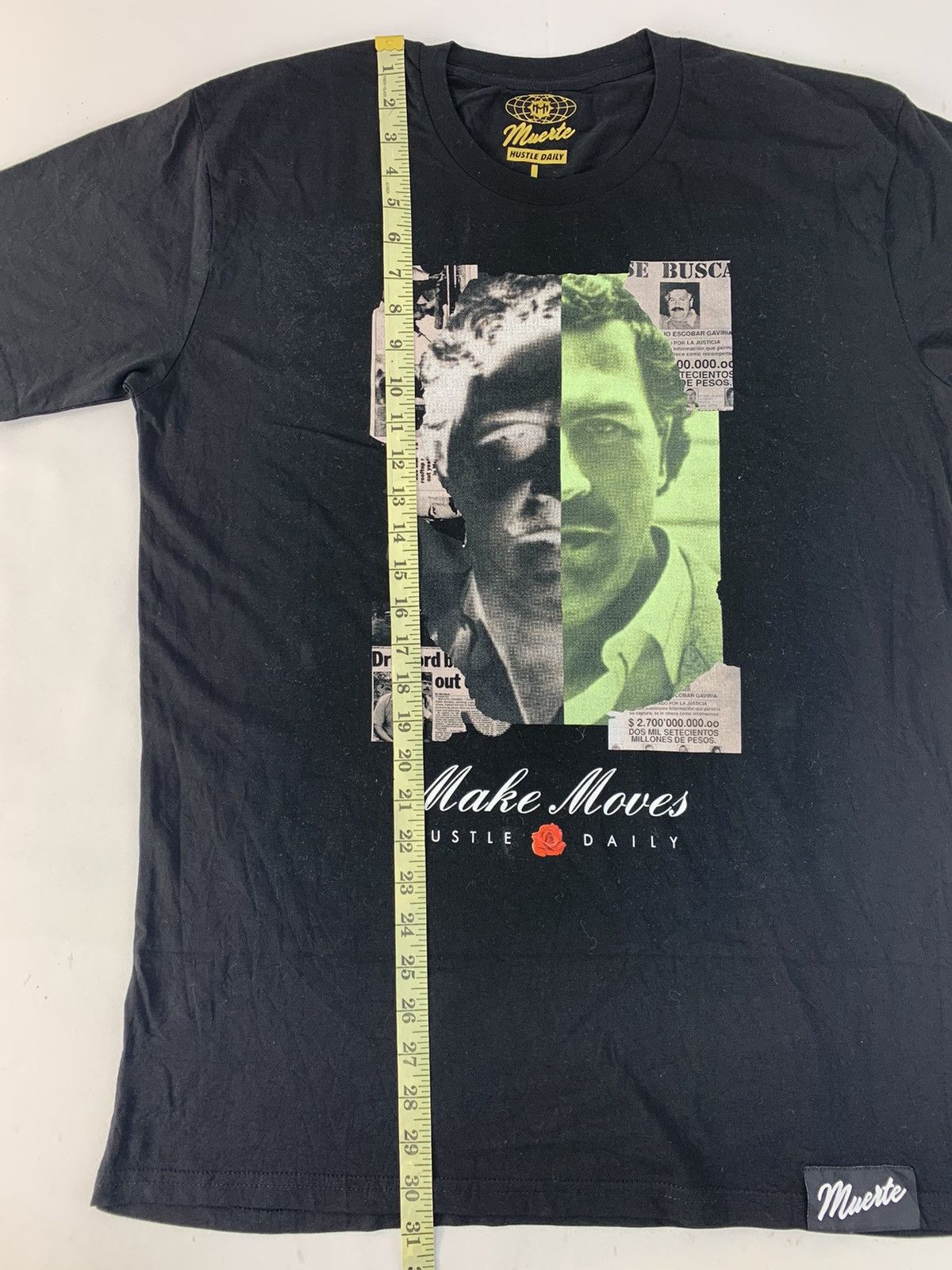 Vintage Muerte Hustle Daily Pablo Escobar Drug Lord Big Graphic Tee Size US L / EU 52-54 / 3 - 7 Thumbnail