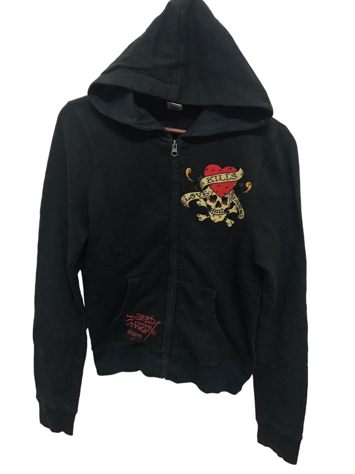 image of Best Offered Hardy By Christian Audigier Skull Hoodie in Black, Men's (Size Small)