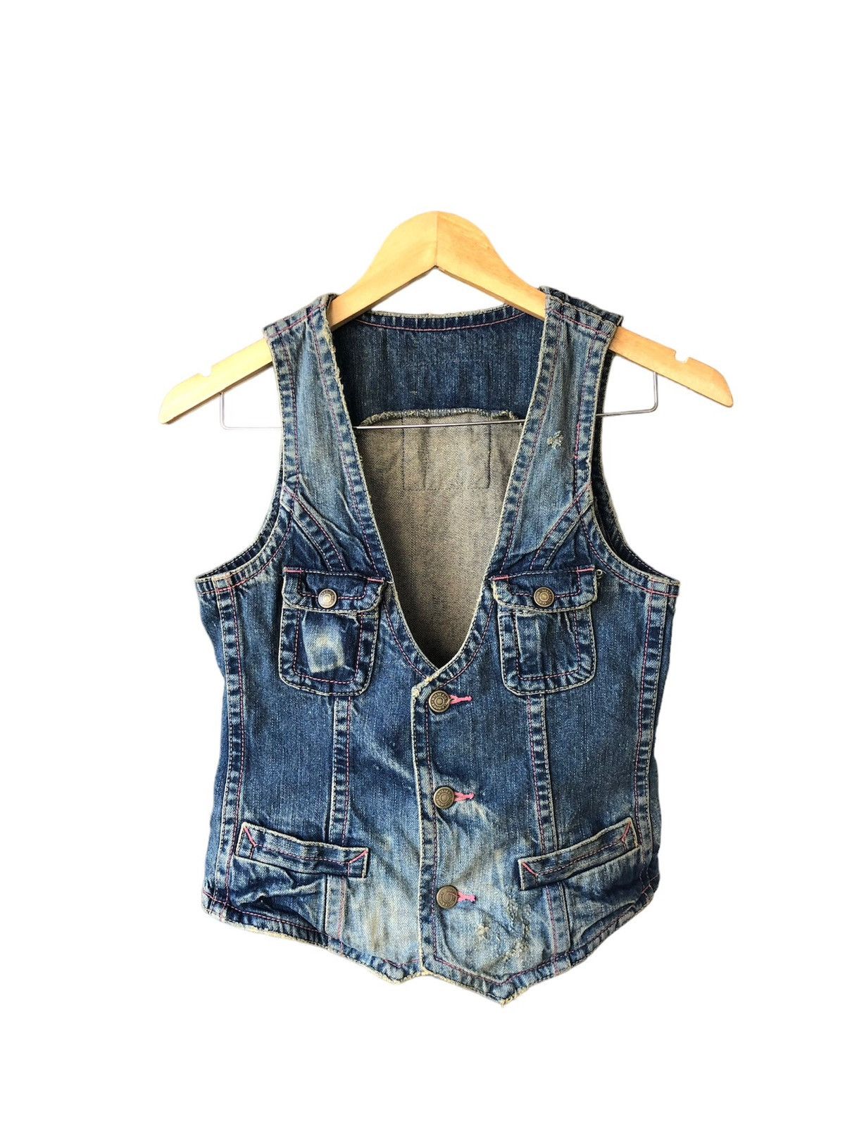 Hysteric Glamour Vintage Hysteric Glamour Distressed Denim Vest Jacket Size XXS / US 00 / IT 34 - 21 Thumbnail