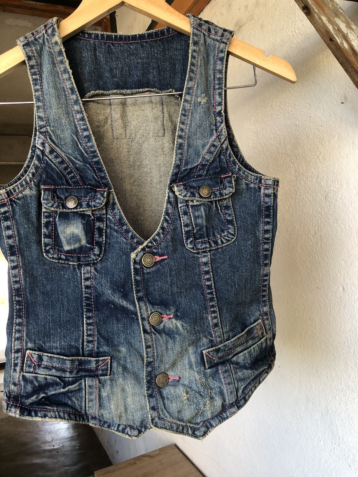 Hysteric Glamour Vintage Hysteric Glamour Distressed Denim Vest Jacket Size XXS / US 00 / IT 34 - 8 Thumbnail