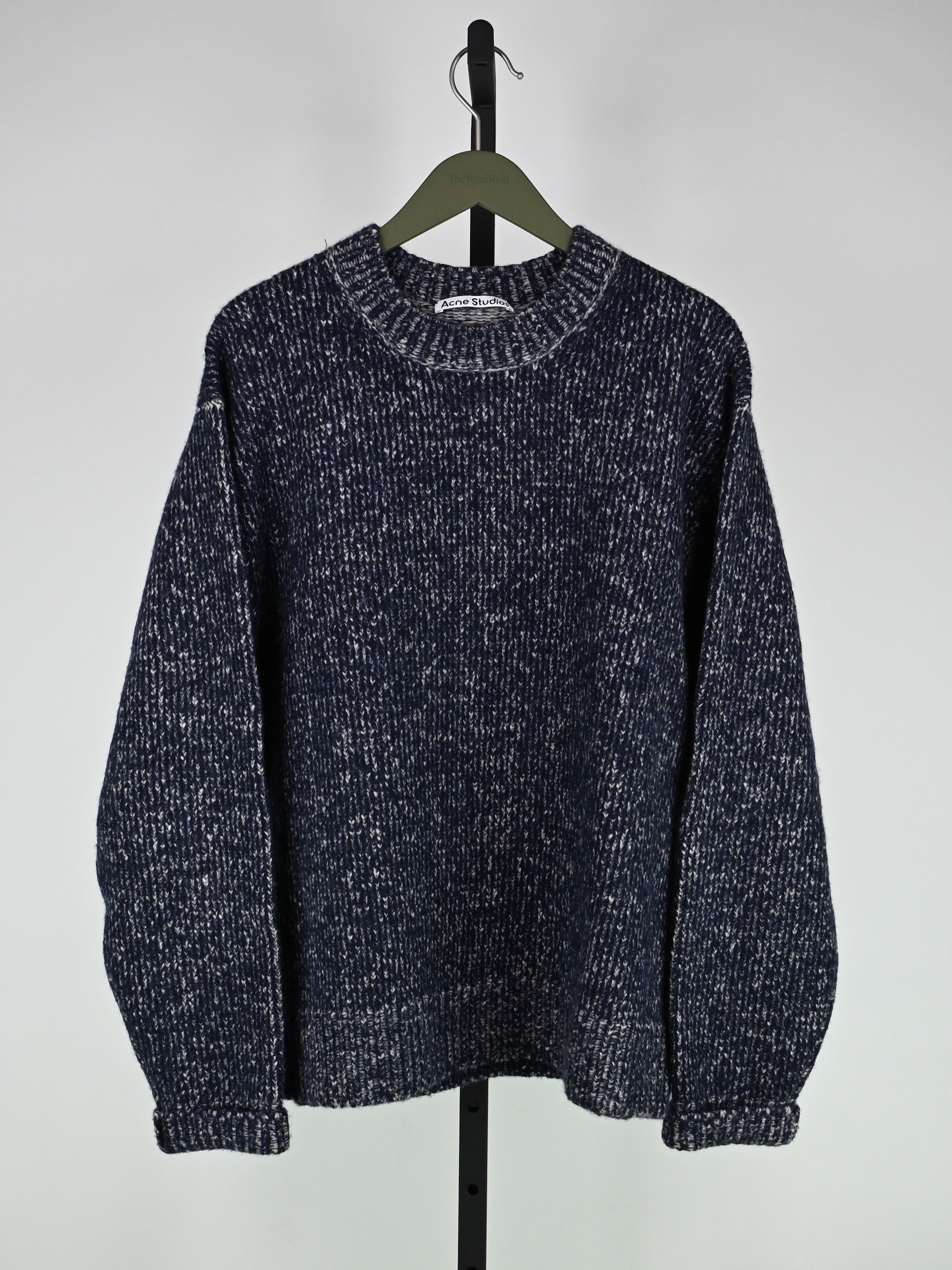 Pre-owned Acne Studios Kael Cashmix Sweater Navy - Size Xl In Navy/grey