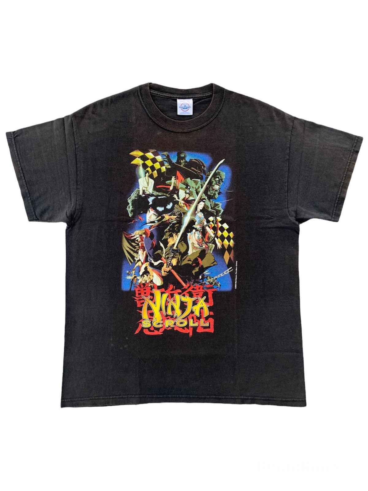 image of Anima x Cartoon Network Vintage Ninja Scroll Movie Manga Poster 2000 T-Shirt in Black (Size Large)