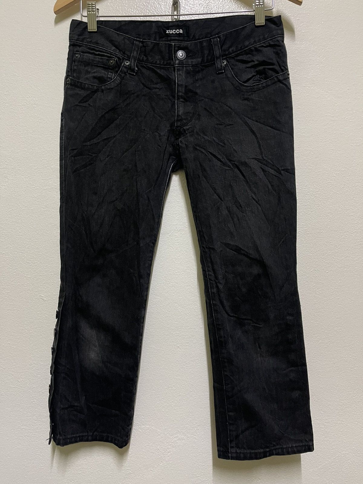 image of Cabane De Zucca x Issey Miyake Zucca Jeans Leg Button in Black, Women's (Size 28)