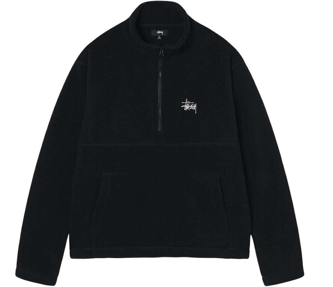 Image of Stussy Half Zip Fleece Pullover - New in Black, Men's (Size XL)