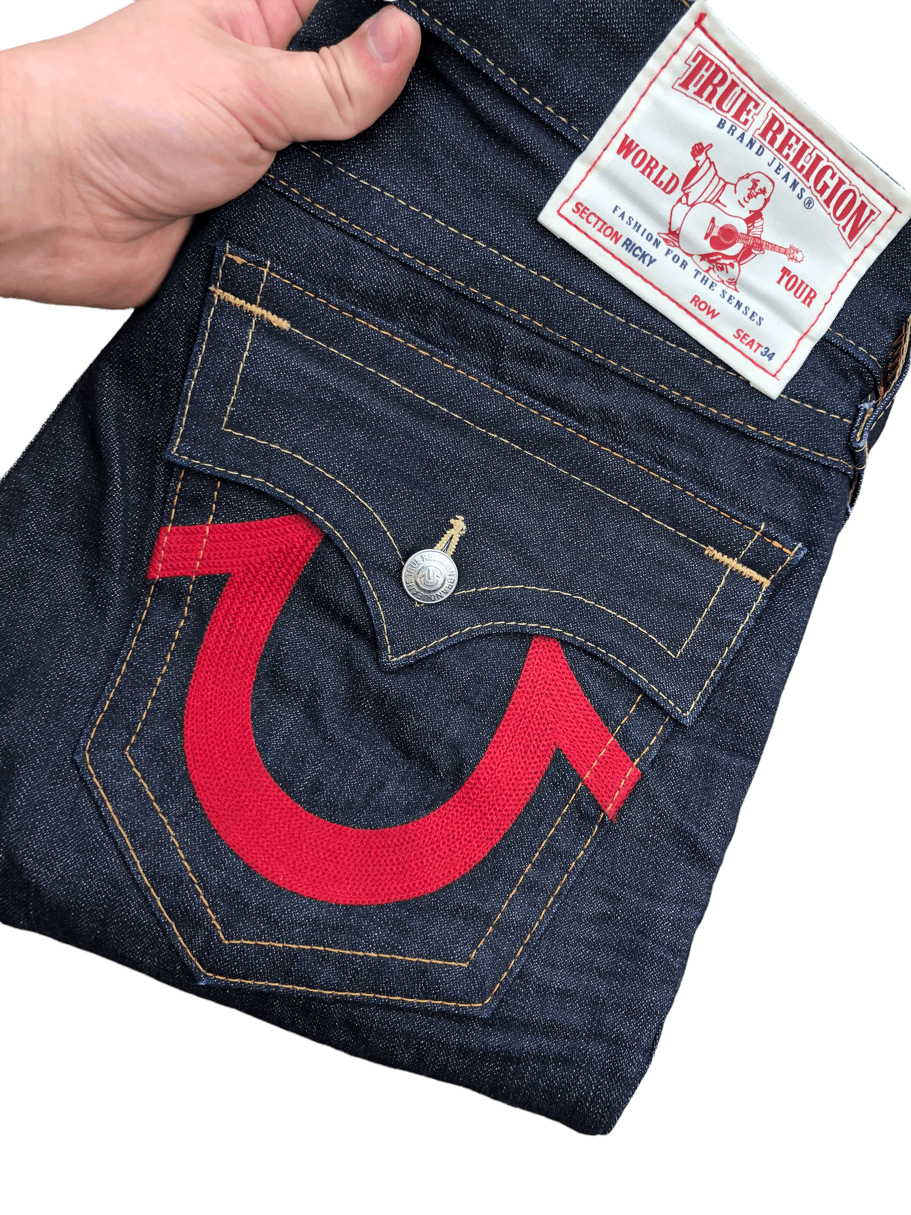 True Religion × Vintage Vintage True Religion Jeans Size 33 RICKY Red Horshoe Size US 33 - 12 Thumbnail