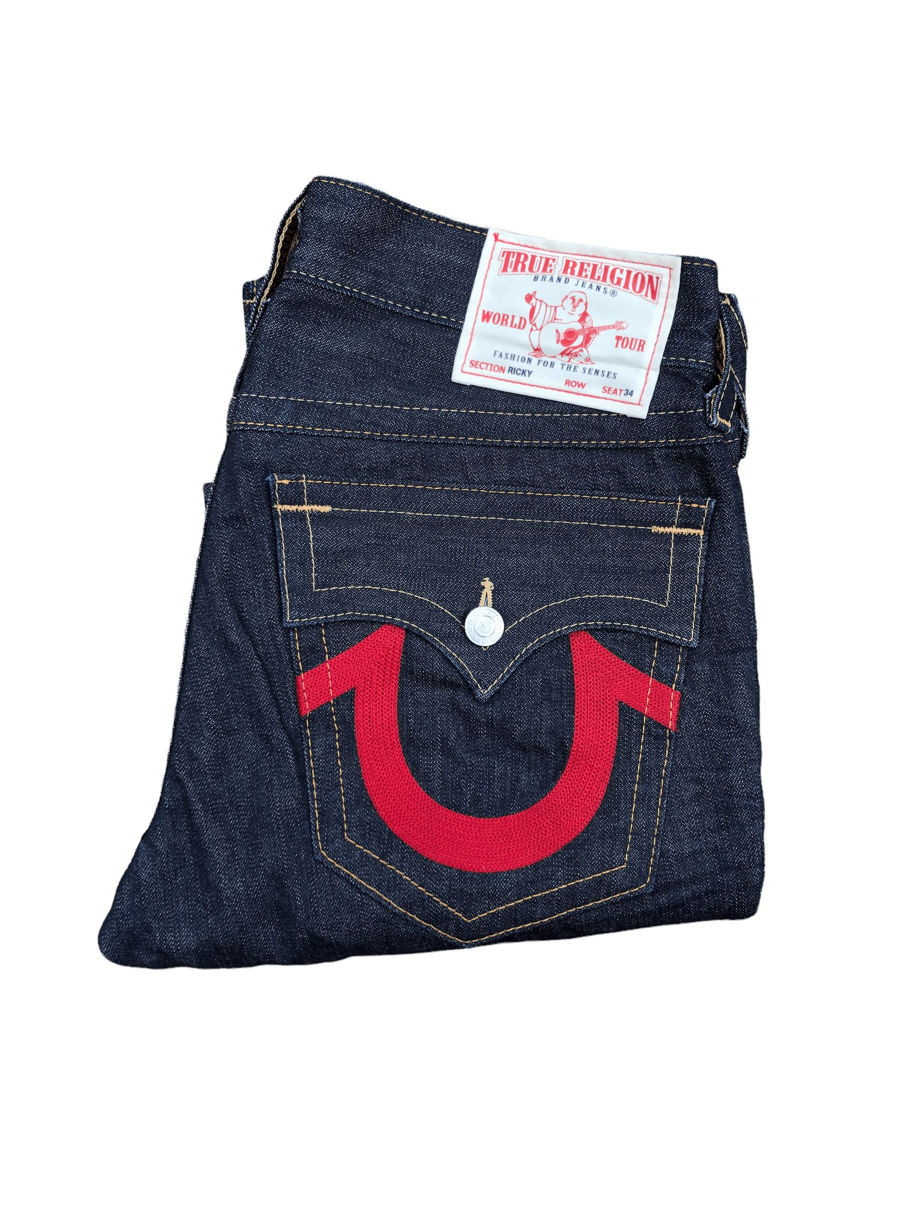 True Religion × Vintage Vintage True Religion Jeans Size 33 RICKY Red Horshoe Size US 33 - 11 Thumbnail