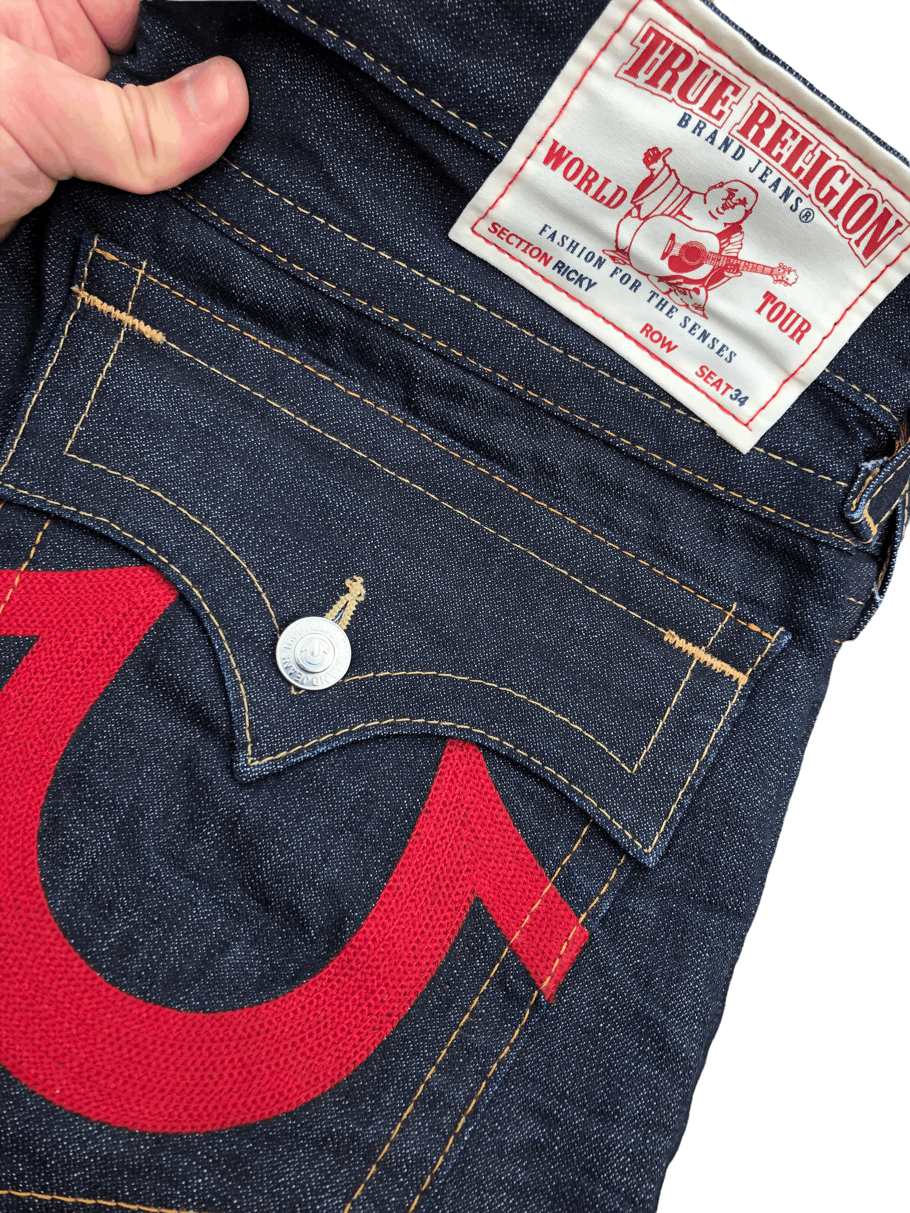 True Religion × Vintage Vintage True Religion Jeans Size 33 RICKY Red Horshoe Size US 33 - 13 Thumbnail