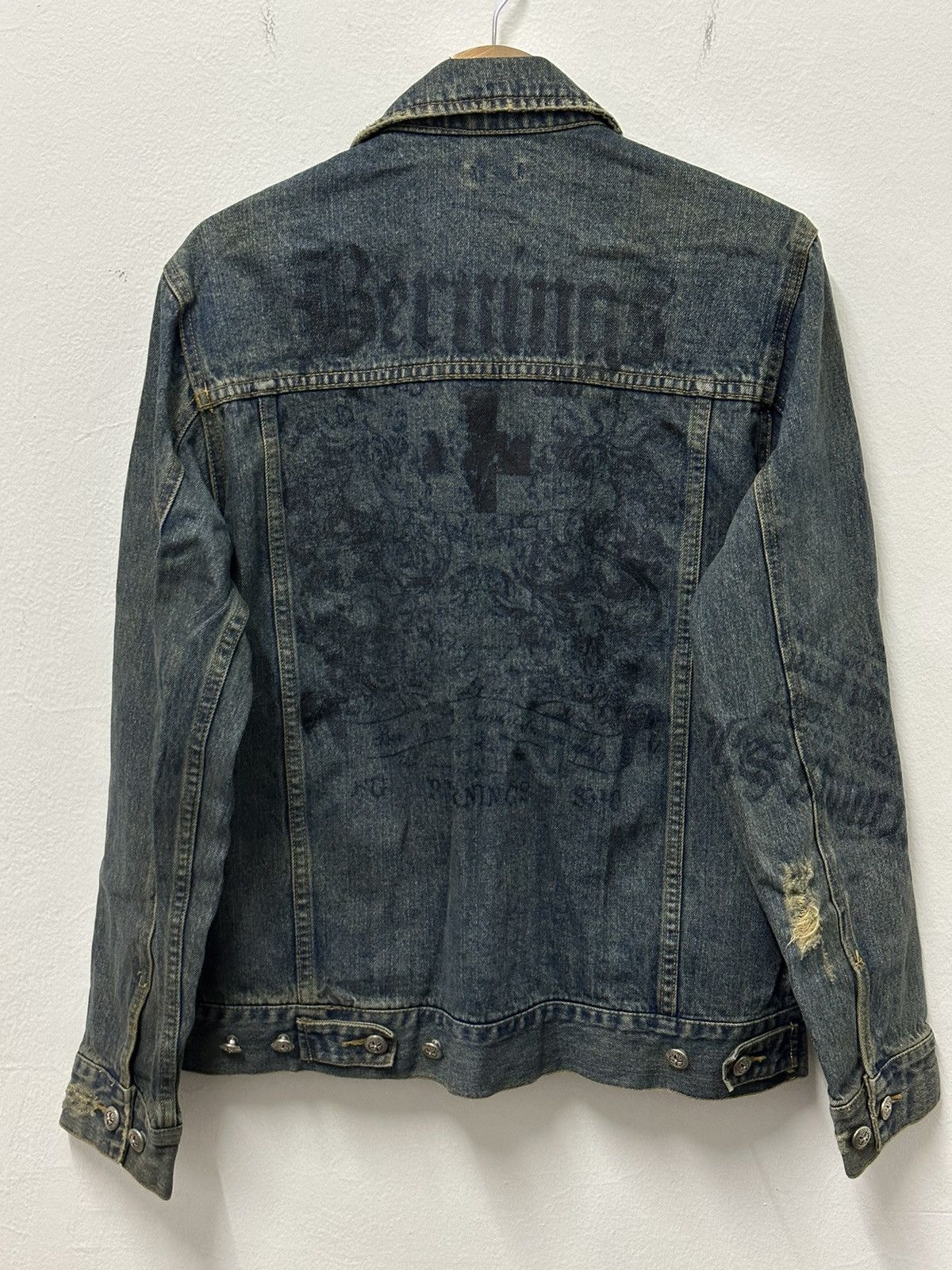 Vintage Japanese Bernings Rare Trucker Distressed Denim Jacket Size US M / EU 48-50 / 2 - 16 Thumbnail