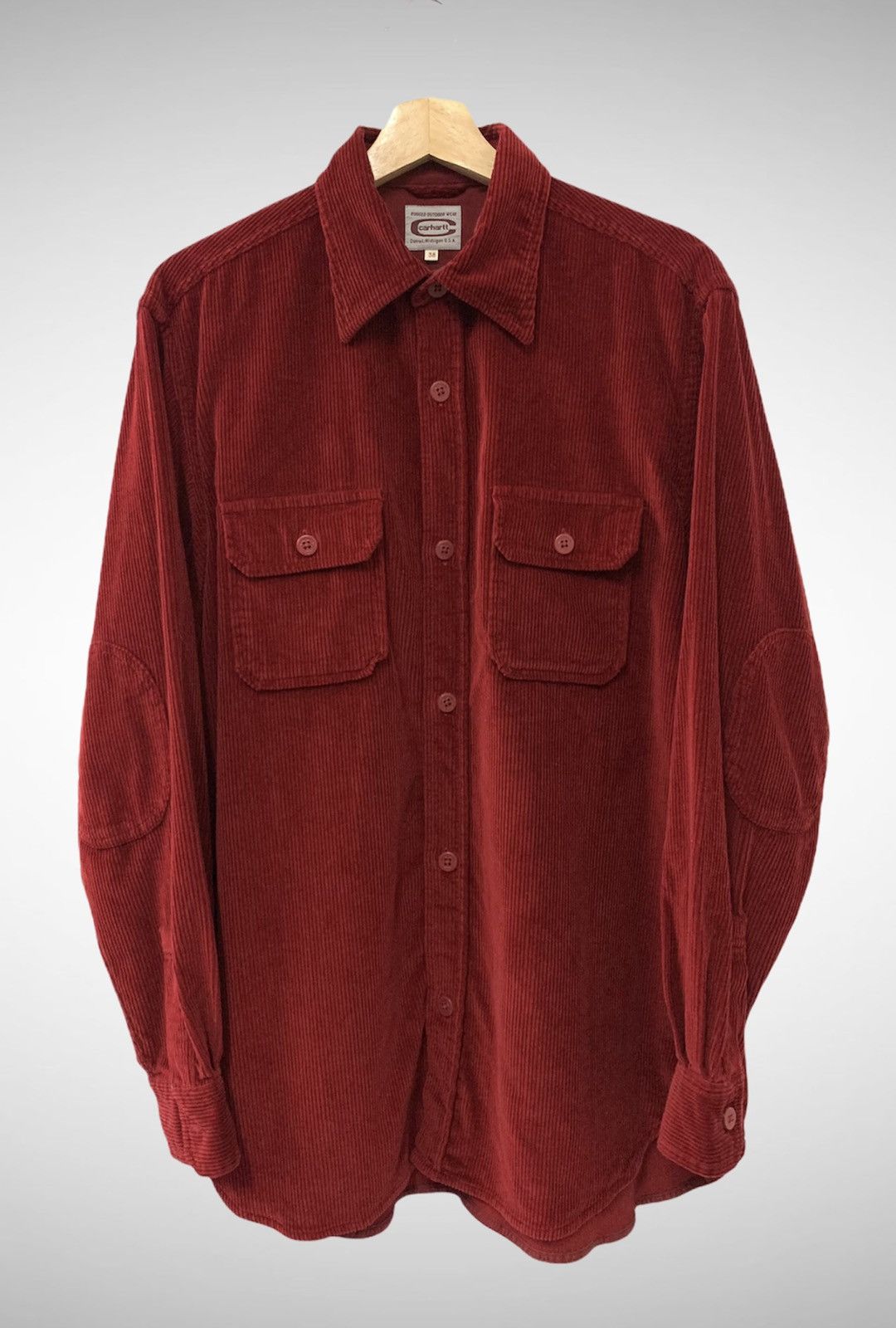 image of Carhartt Corduroy Velvet Long Sleeve Shirt in Red Corduroy, Men's (Size Medium)