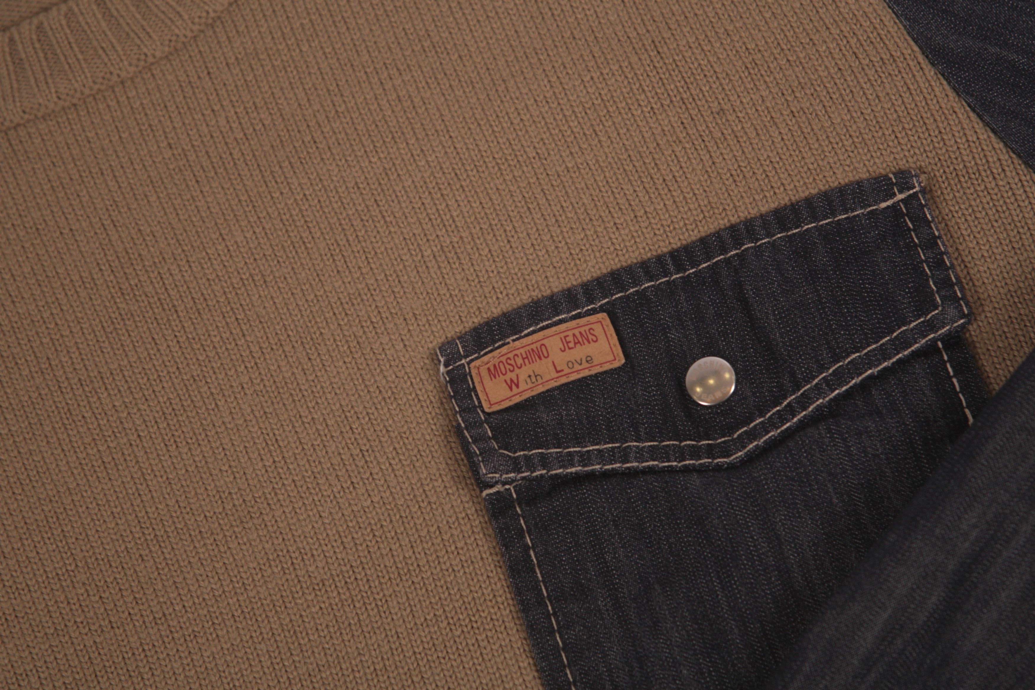 Moschino Moschino Jeans Cotton Blend Knit Sweat With Denim Sleeves Size US M / EU 48-50 / 2 - 6 Thumbnail