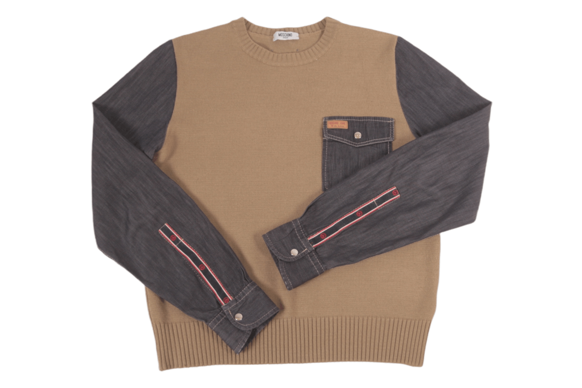 Moschino Moschino Jeans Cotton Blend Knit Sweat With Denim Sleeves Size US M / EU 48-50 / 2 - 1 Thumbnail