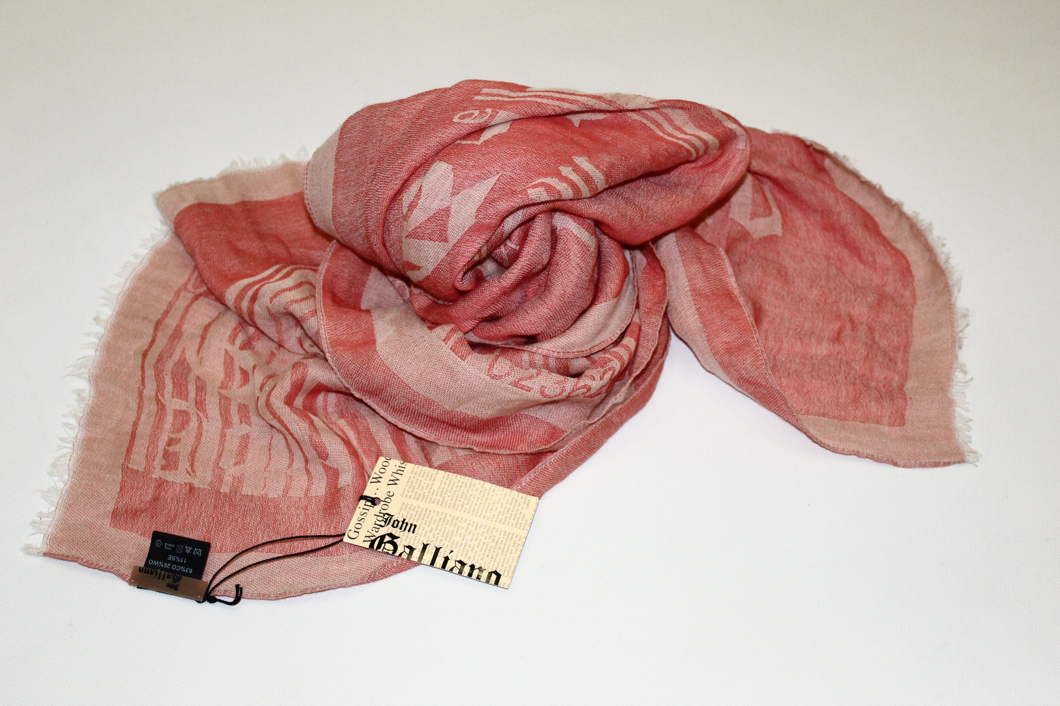 John Galliano John Galliano Gazette Barcode Logo Blend Big Long Scarf Size ONE SIZE - 7 Thumbnail