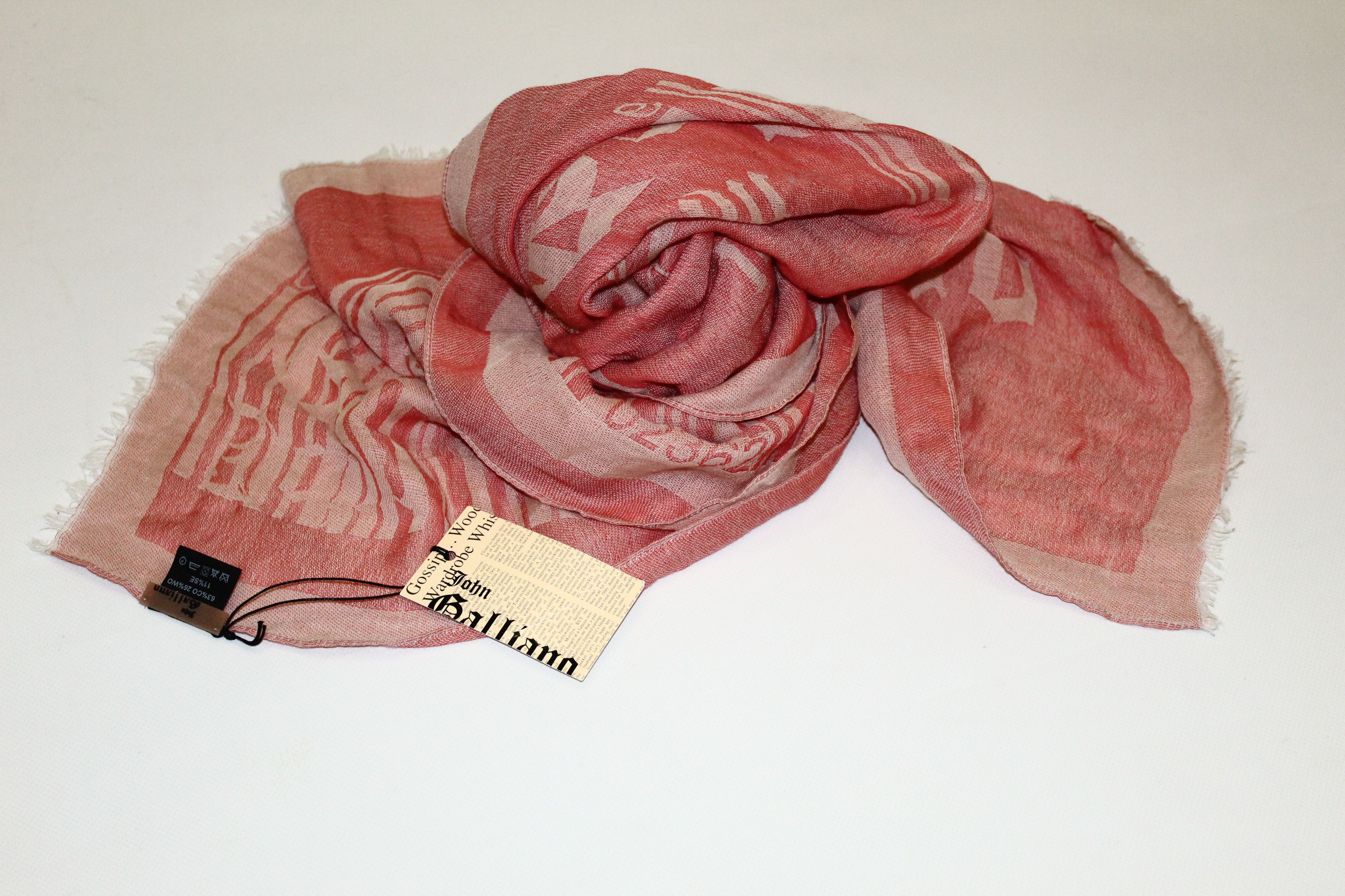 John Galliano John Galliano Gazette Barcode Logo Blend Big Long Scarf Size ONE SIZE - 2 Thumbnail