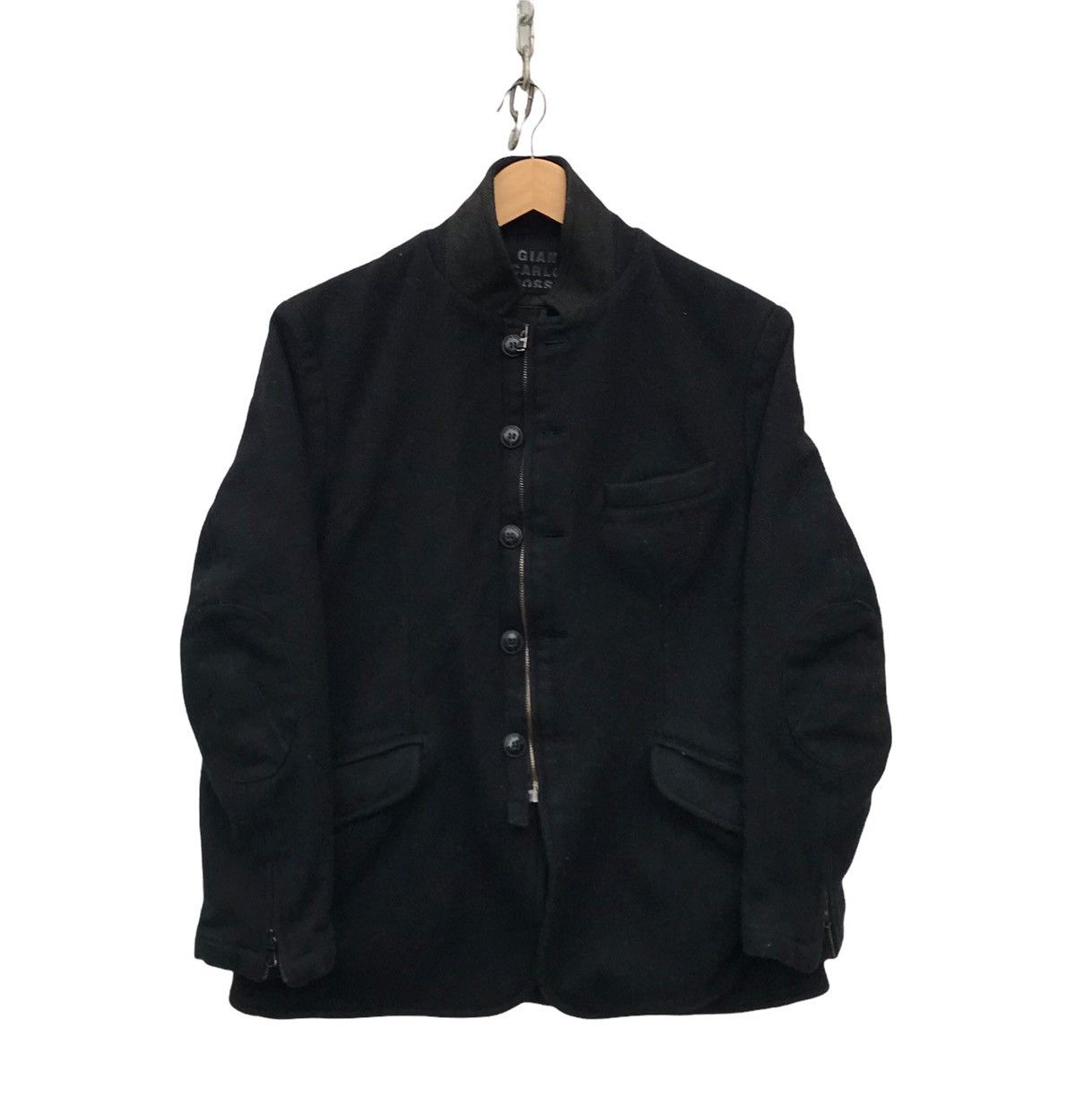 image of Gian Carlo Rossi Button Zipper Jacket in Black, Men's (Size Small)