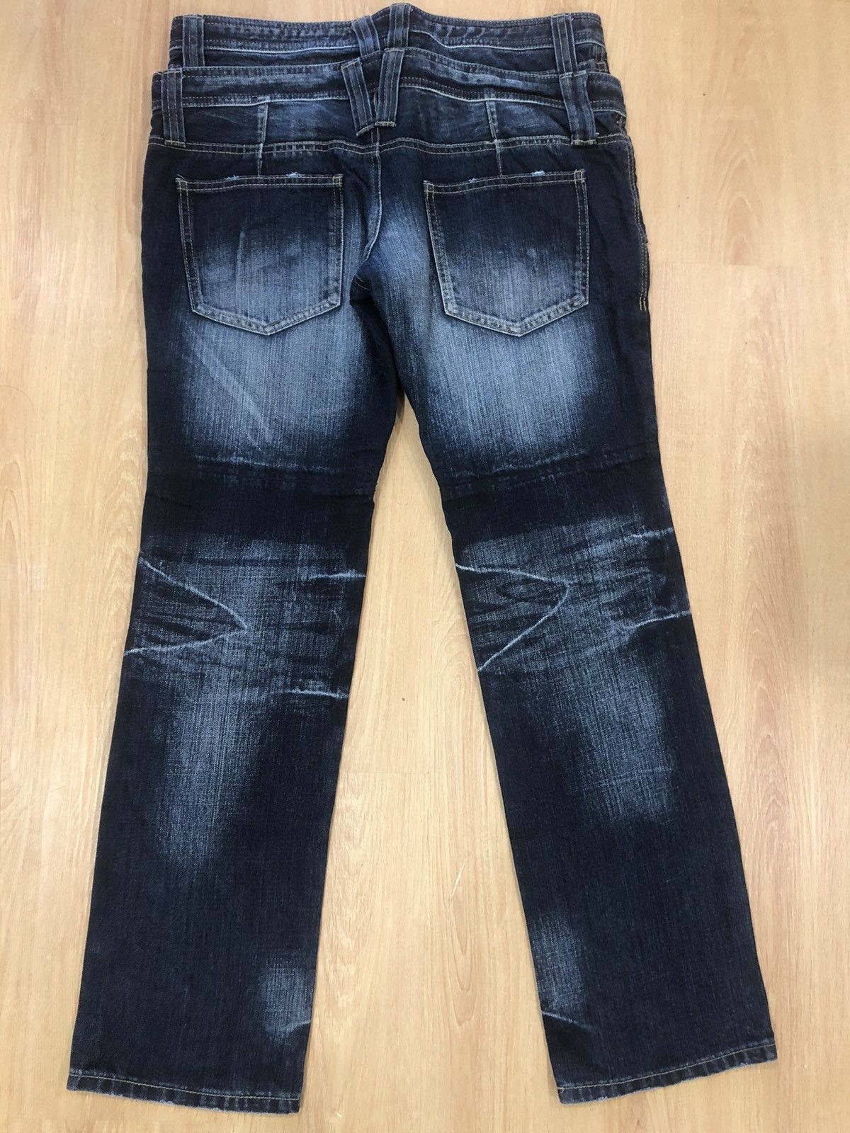 PPFM Japanese PPFM Double Waist Distressed Denim Punk Style Blue Size US 33 - 2 Thumbnail