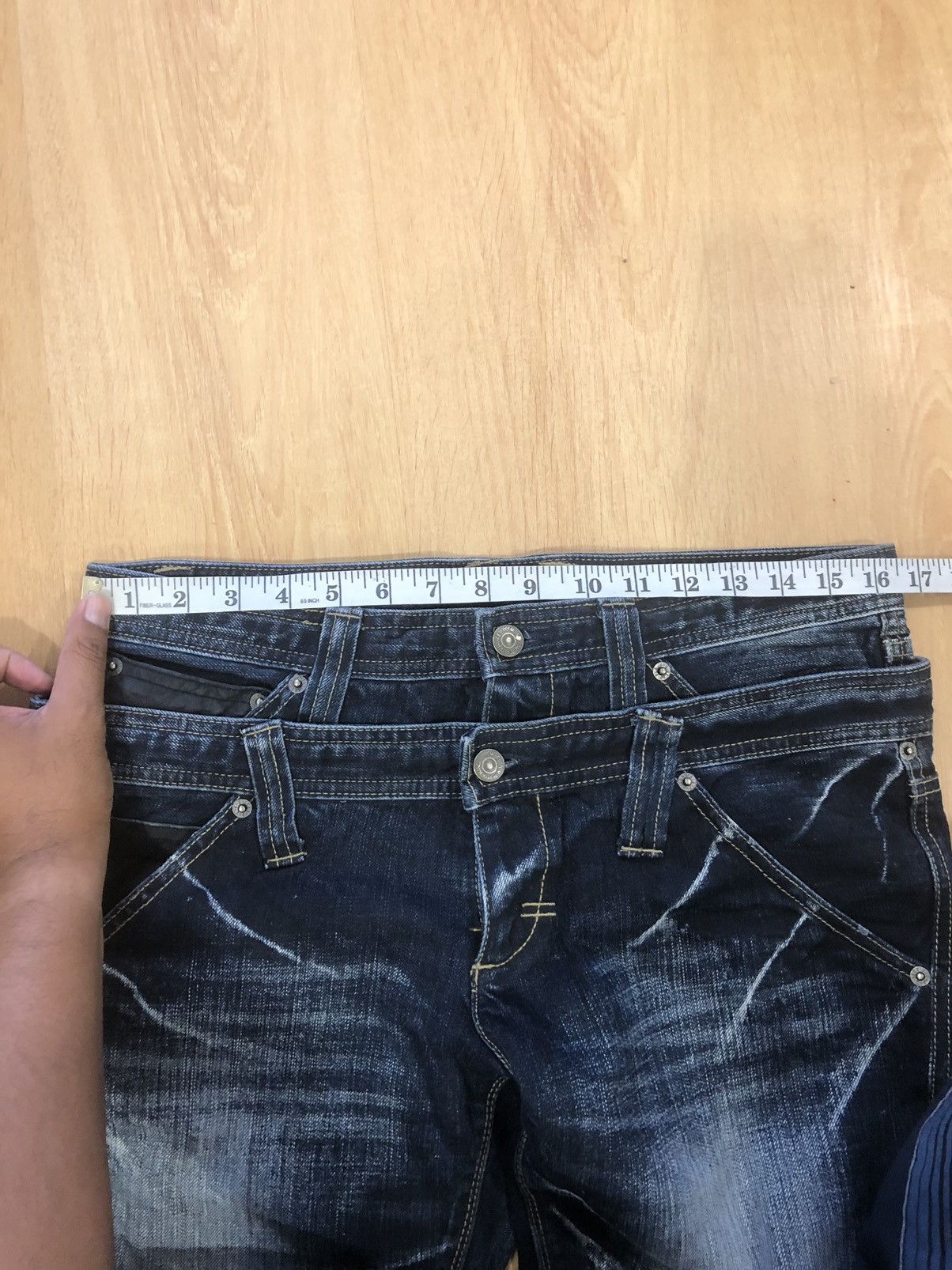 PPFM Japanese PPFM Double Waist Distressed Denim Punk Style Blue Size US 33 - 16 Thumbnail