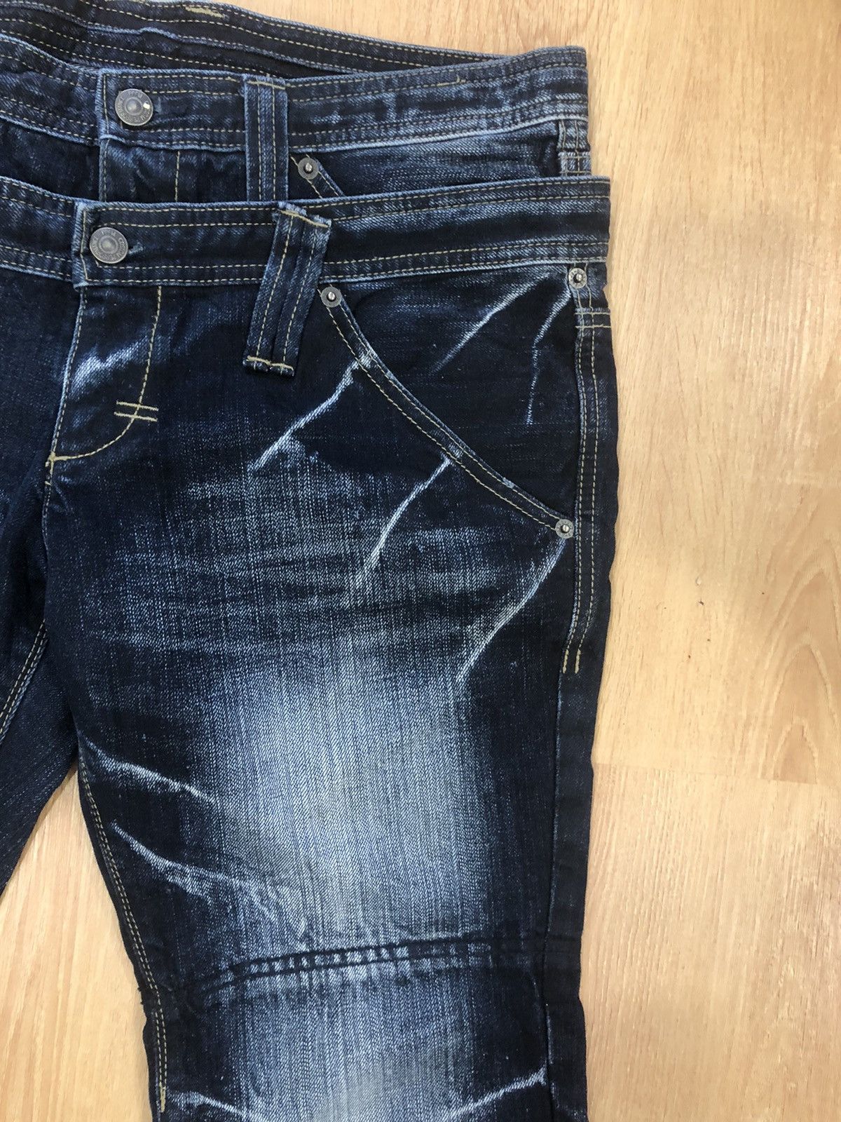 PPFM Japanese PPFM Double Waist Distressed Denim Punk Style Blue Size US 33 - 5 Thumbnail