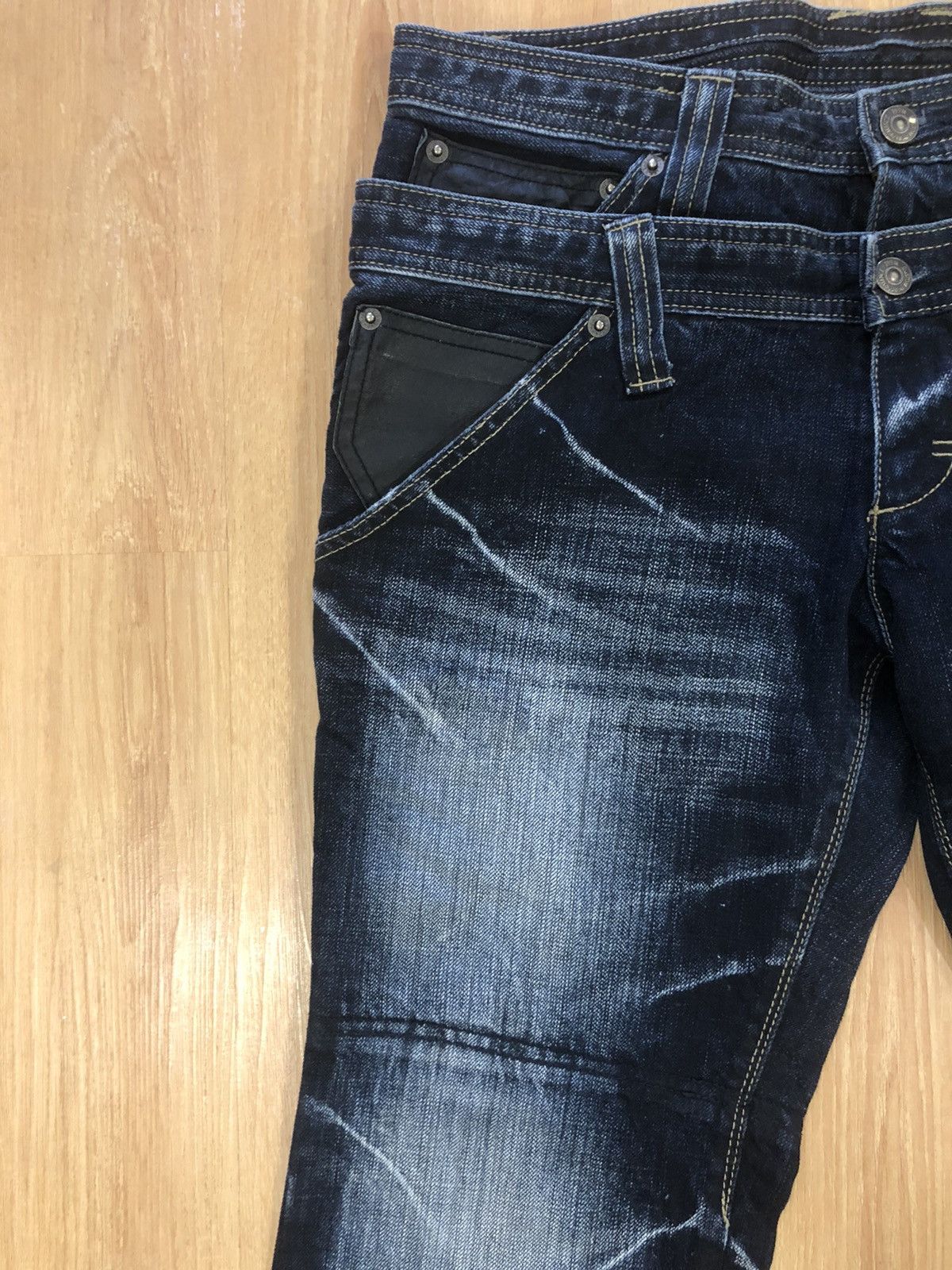 PPFM Japanese PPFM Double Waist Distressed Denim Punk Style Blue Size US 33 - 4 Thumbnail