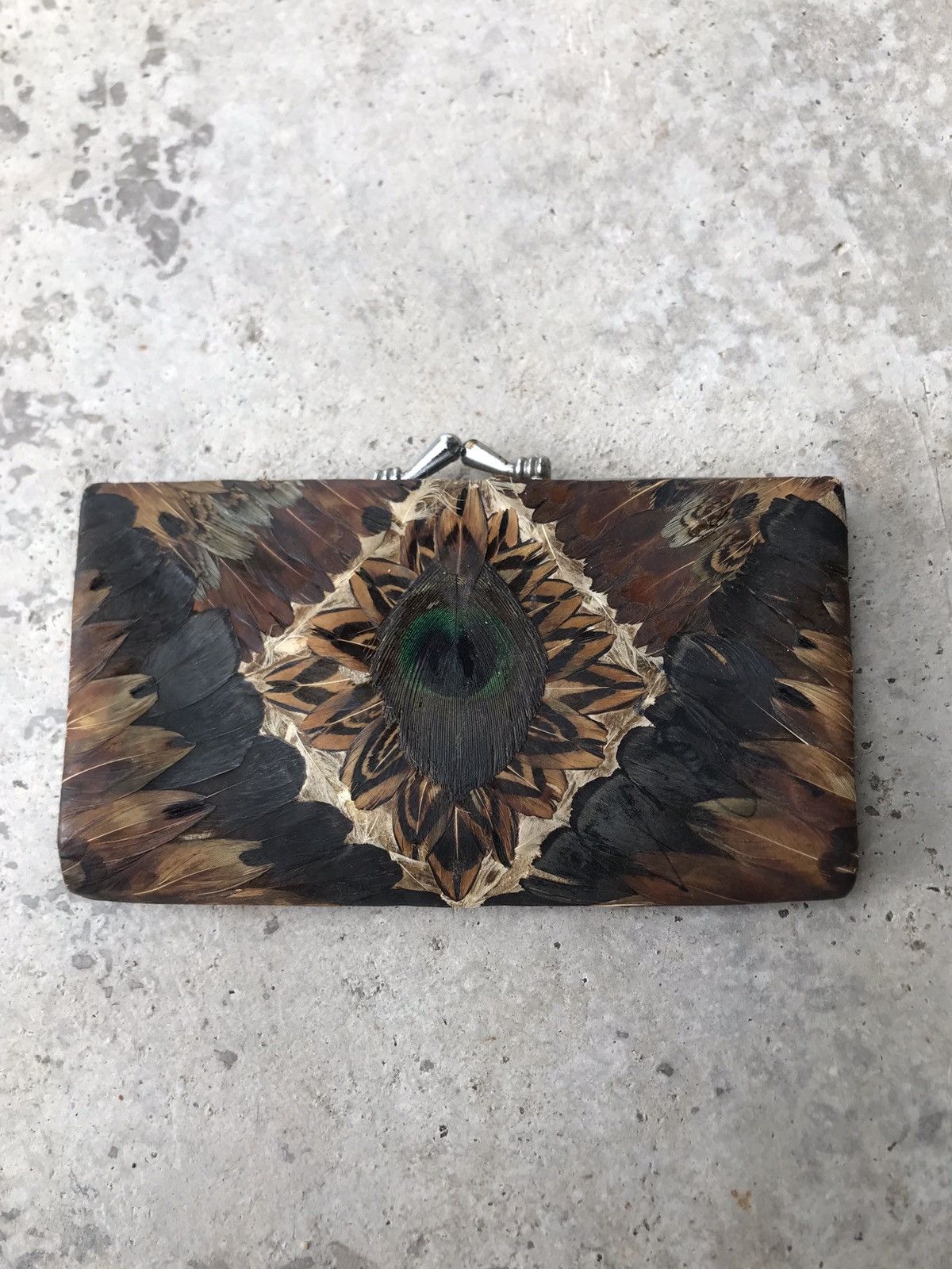 Handmade × Leather Handmade peacock feathers Wallet Size ONE SIZE - 2 Thumbnail