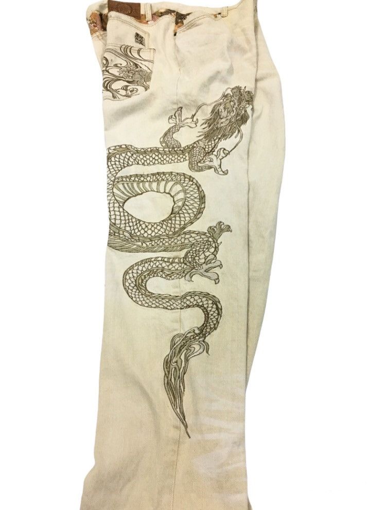 Designer × Japanese Brand Kara Kuri Embroidered Dragon Jeans Size US 36 / EU 52 - 4 Thumbnail