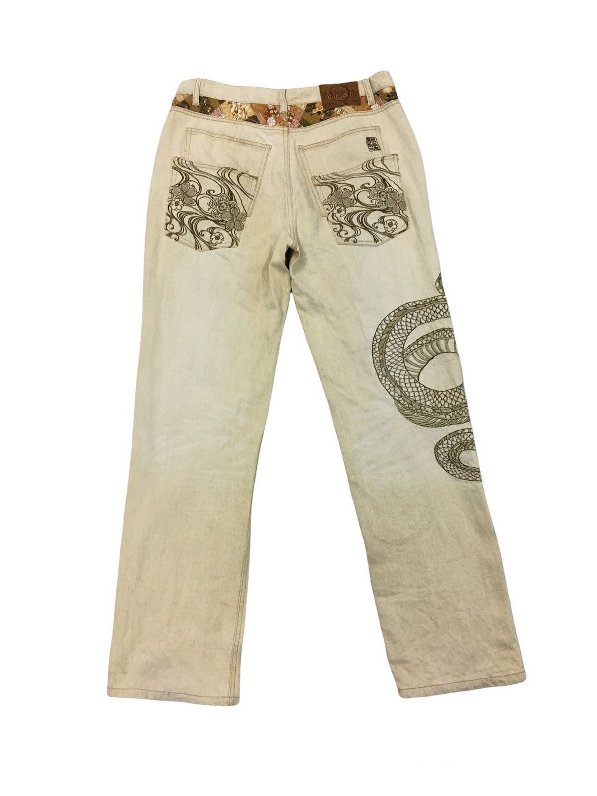 Designer × Japanese Brand Kara Kuri Embroidered Dragon Jeans Size US 36 / EU 52 - 3 Thumbnail