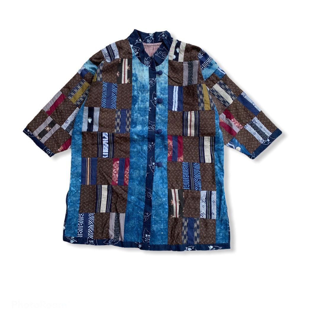 Japanese Brand × Vintage Vintage Indigo PatchWork Noragi Kimono Cardigan Jacket Size US L / EU 52-54 / 3 - 1 Thumbnail