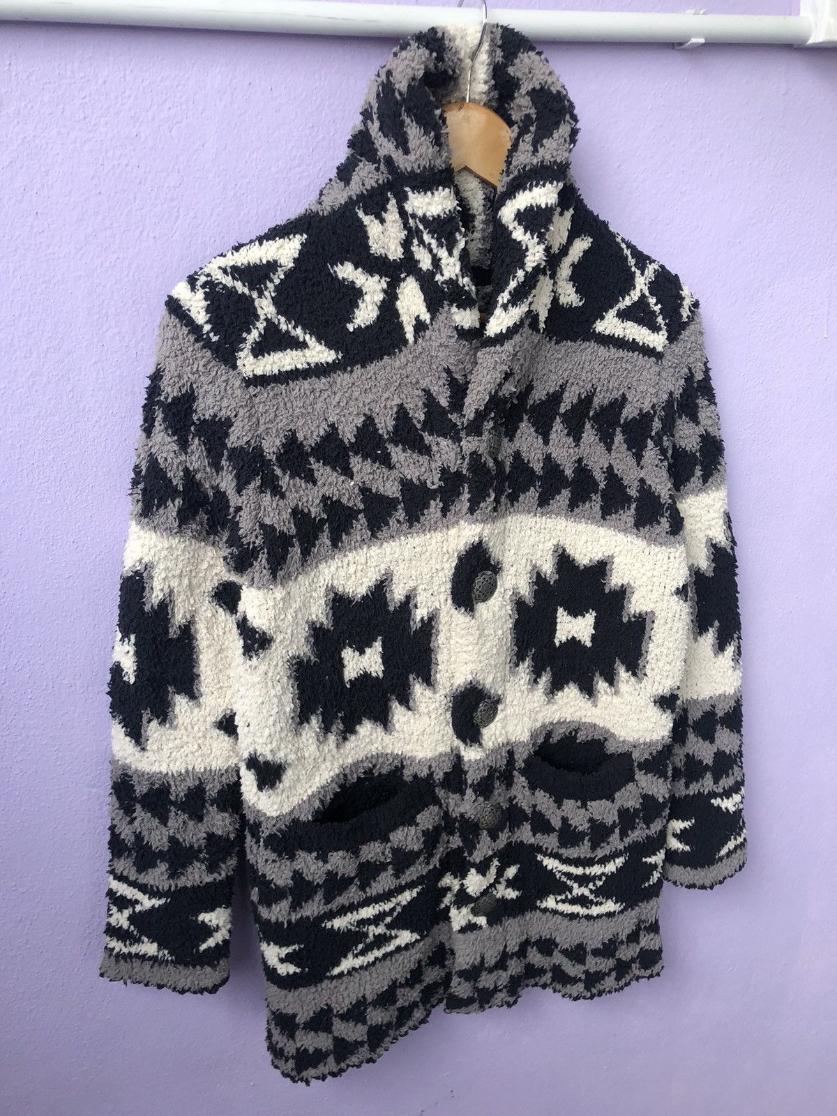 Japanese Brand Vintage Cali Surf Mohair Deep pile Cardigan Jacket Size US M / EU 48-50 / 2 - 4 Thumbnail