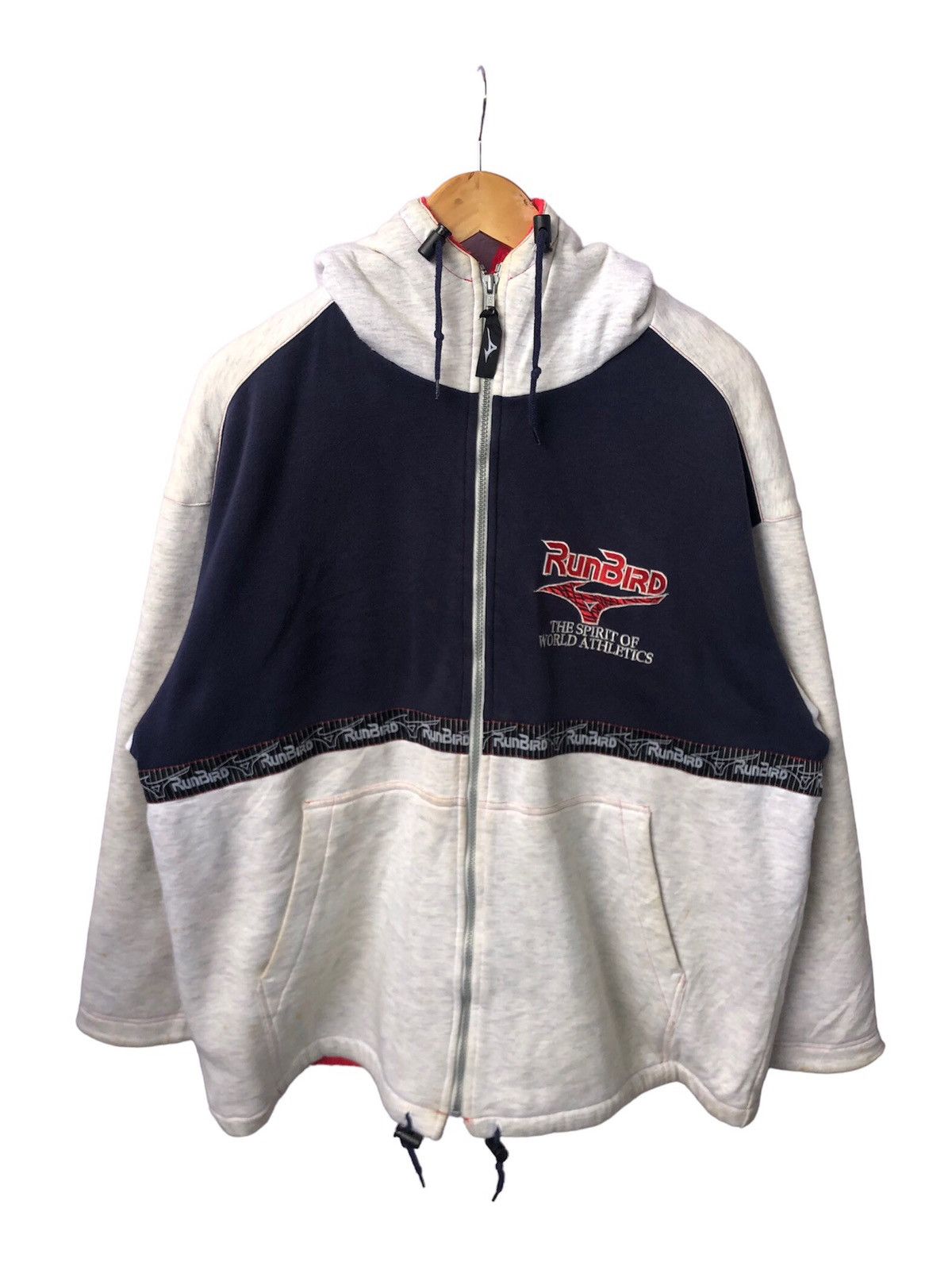 Vintage Run Bird by Mizuno Zipper Hoodie