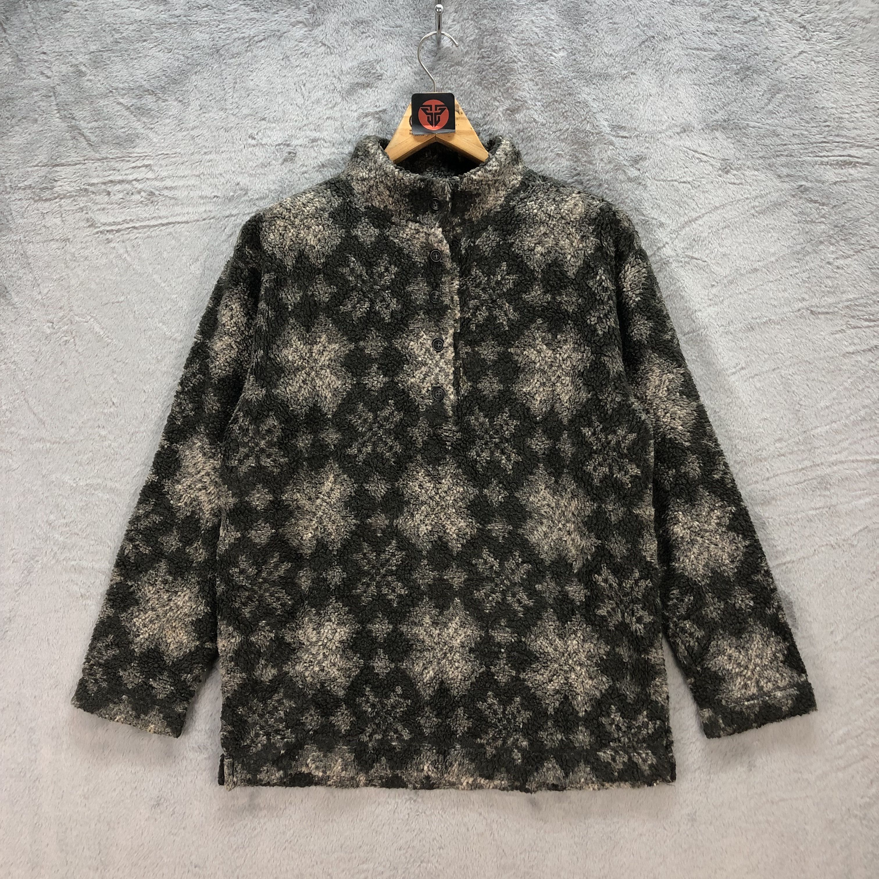 L.L. Bean LL BEAN HALF BUTTON ABSTRACT DEEP PILE FLEECE #6716-81 Size US S / EU 44-46 / 1 - 1 Thumbnail