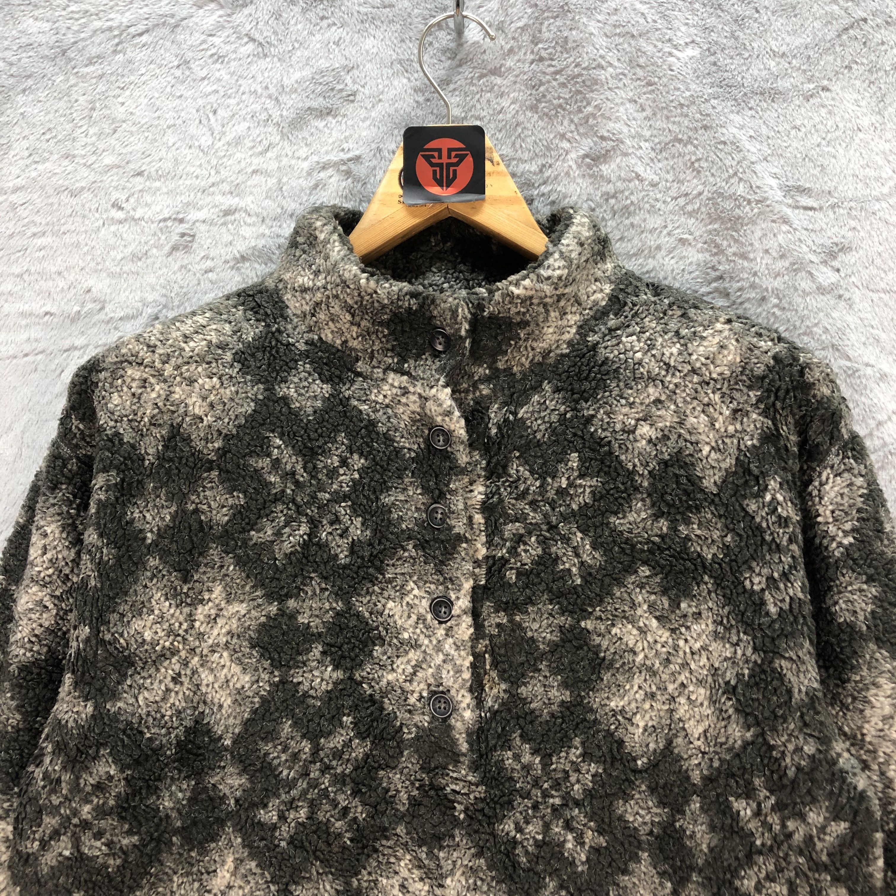 L.L. Bean LL BEAN HALF BUTTON ABSTRACT DEEP PILE FLEECE #6716-81 Size US S / EU 44-46 / 1 - 2 Thumbnail