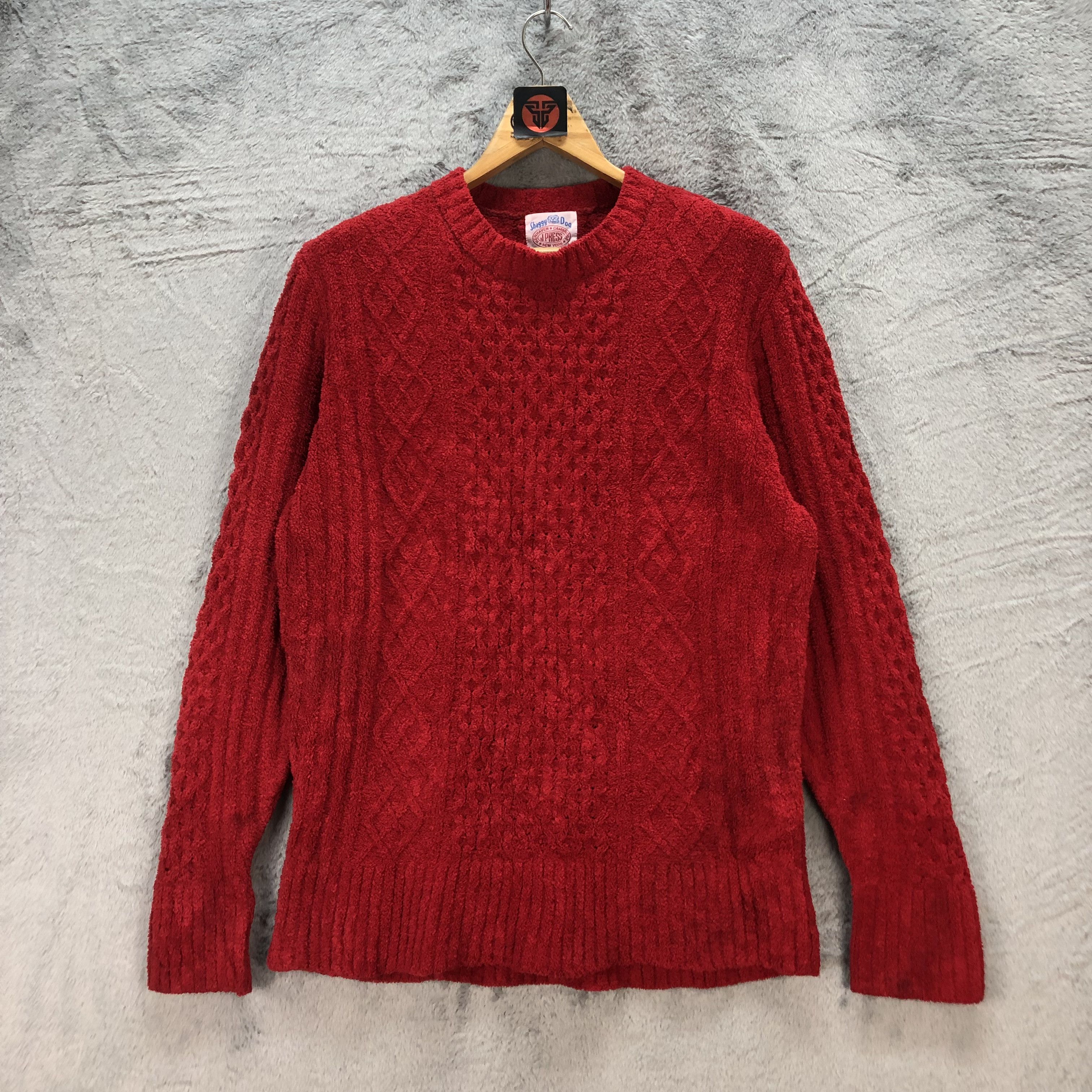 J. Press J.PRESS SHAGGY DOG FLEECE RED KNITWEAR #6717-81 Size L / US 10 / IT 46 - 1 Thumbnail