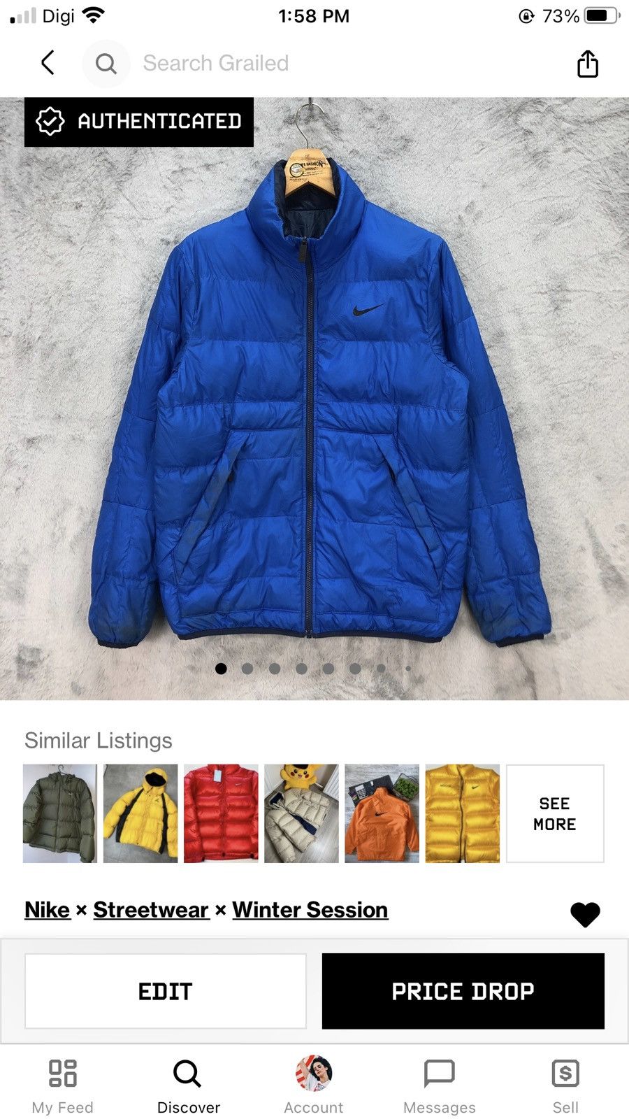 Nike NIKE REVERSIBLE BLUE PUFFER JACKET / DOWN JACKET #5550-197 Size US S / EU 44-46 / 1 - 17 Thumbnail