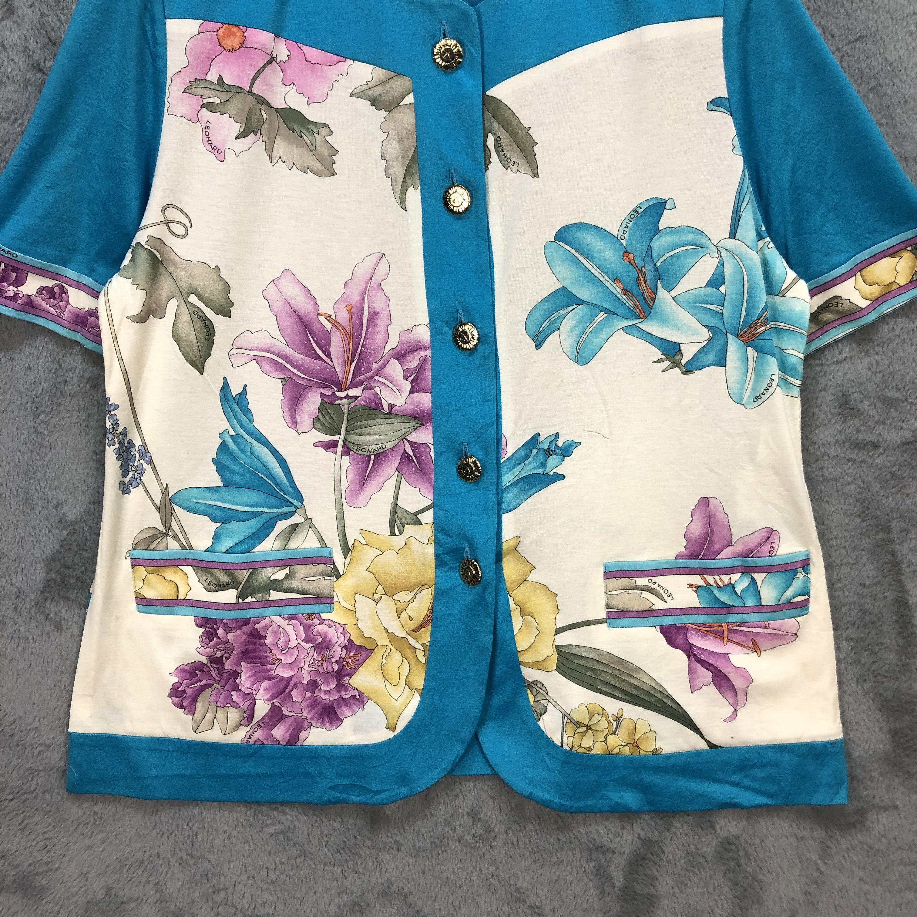 Japanese Brand LEONARD FASHION PARIS MADE IN JAPAN FLORAL SHIRT #5606-200 Size M / US 6-8 / IT 42-44 - 4 Thumbnail