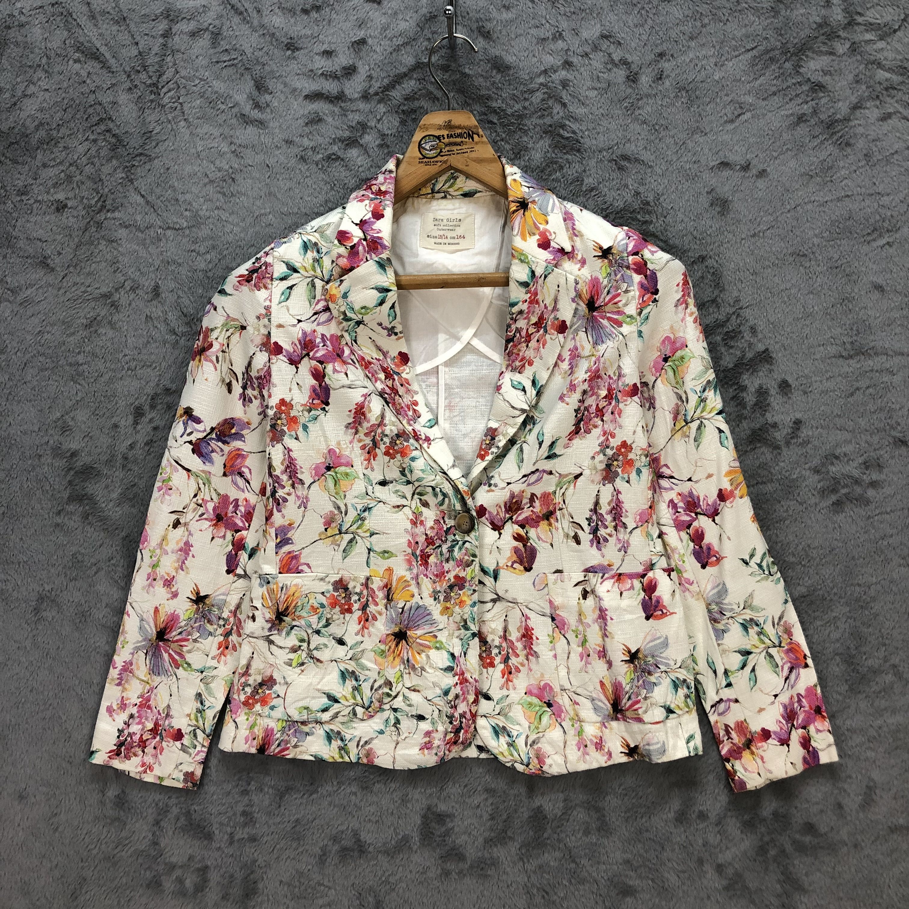 Zara ZARA GIRLS FLORAL SUIT JACKET / BLAZER #5608-200 Size XS / US 0-2 / IT 36-38 - 1 Thumbnail