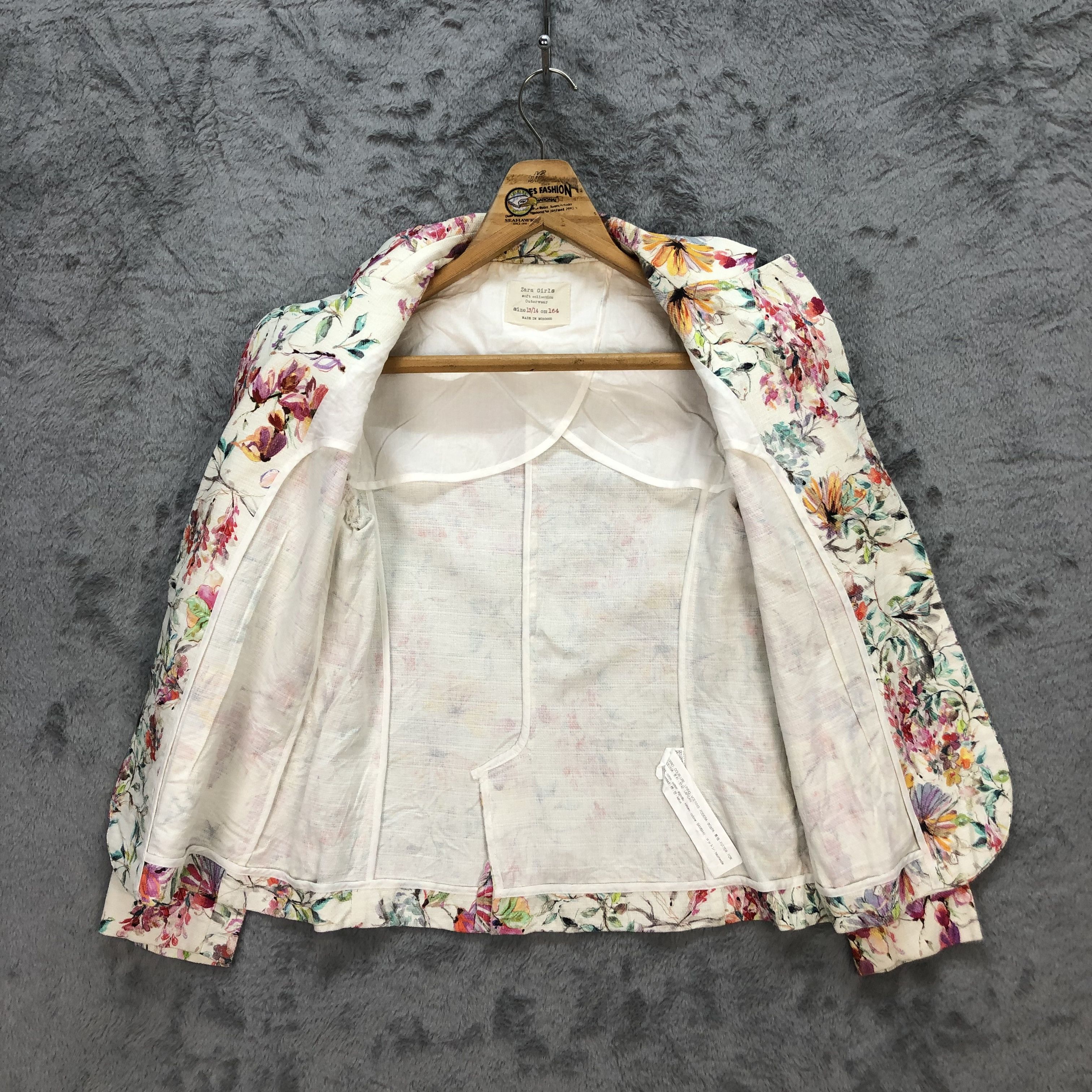 Zara ZARA GIRLS FLORAL SUIT JACKET / BLAZER #5608-200 Size XS / US 0-2 / IT 36-38 - 6 Thumbnail