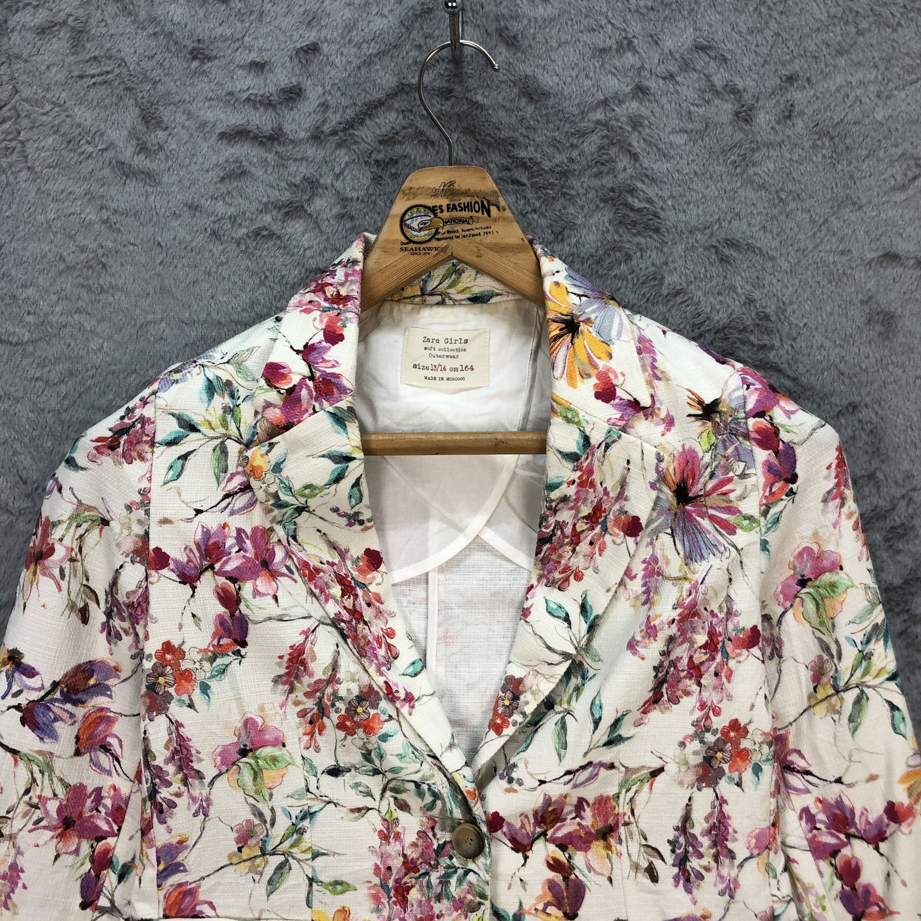 Zara ZARA GIRLS FLORAL SUIT JACKET / BLAZER #5608-200 Size XS / US 0-2 / IT 36-38 - 2 Thumbnail