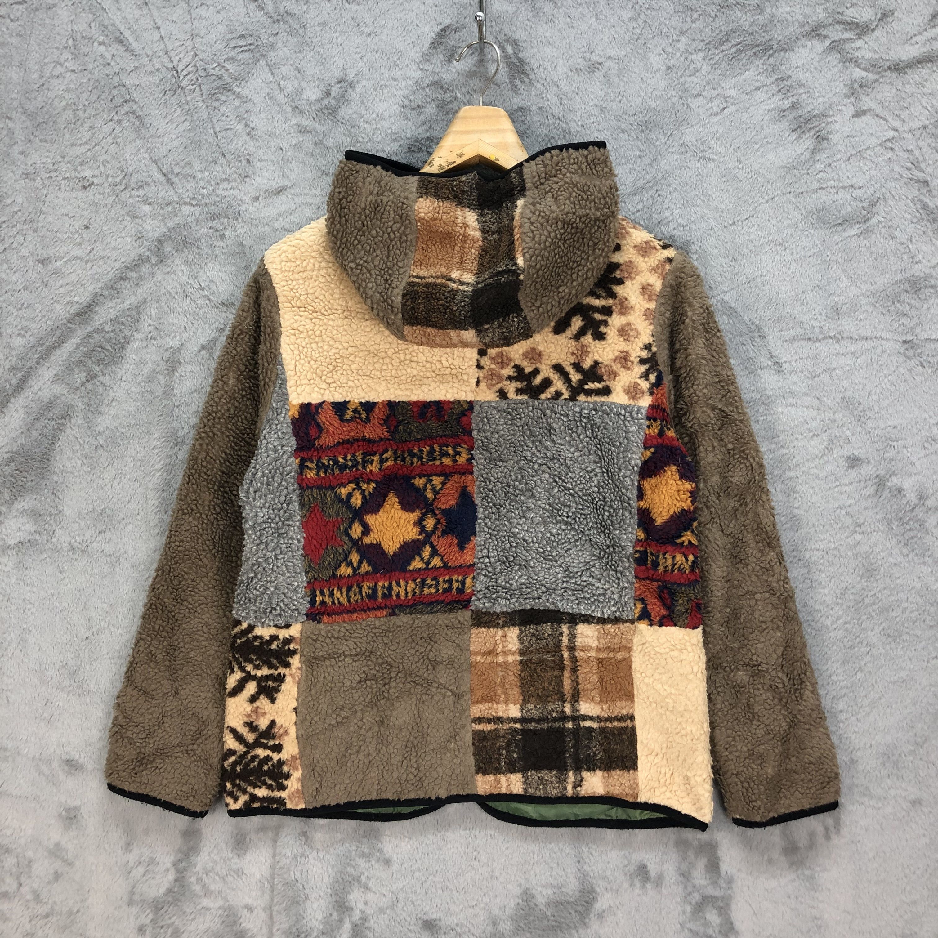Japanese Brand agile Patchwork Design Boro Fleece Jacket #5409-188 Size US M / EU 48-50 / 2 - 9 Thumbnail