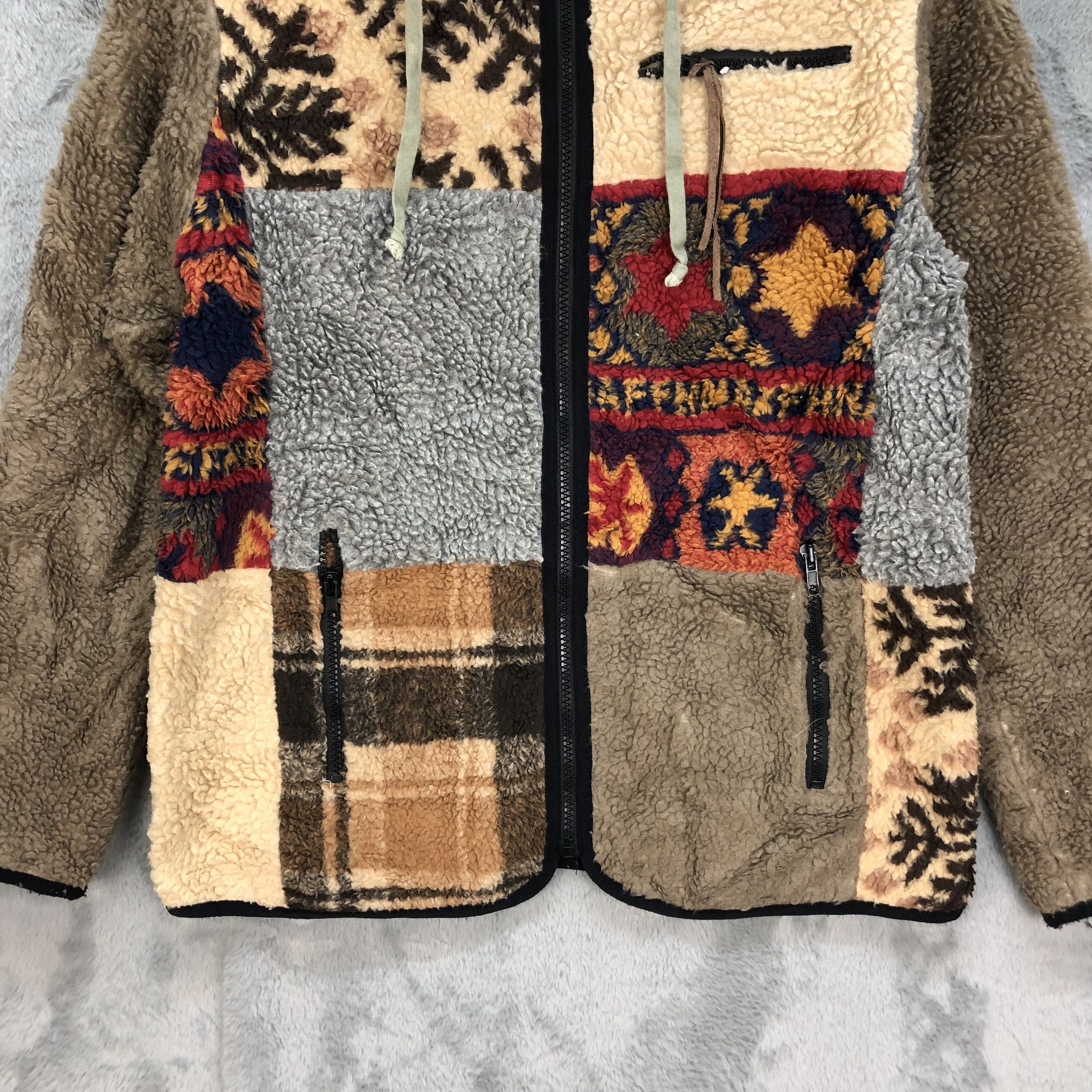 Japanese Brand agile Patchwork Design Boro Fleece Jacket #5409-188 Size US M / EU 48-50 / 2 - 3 Thumbnail