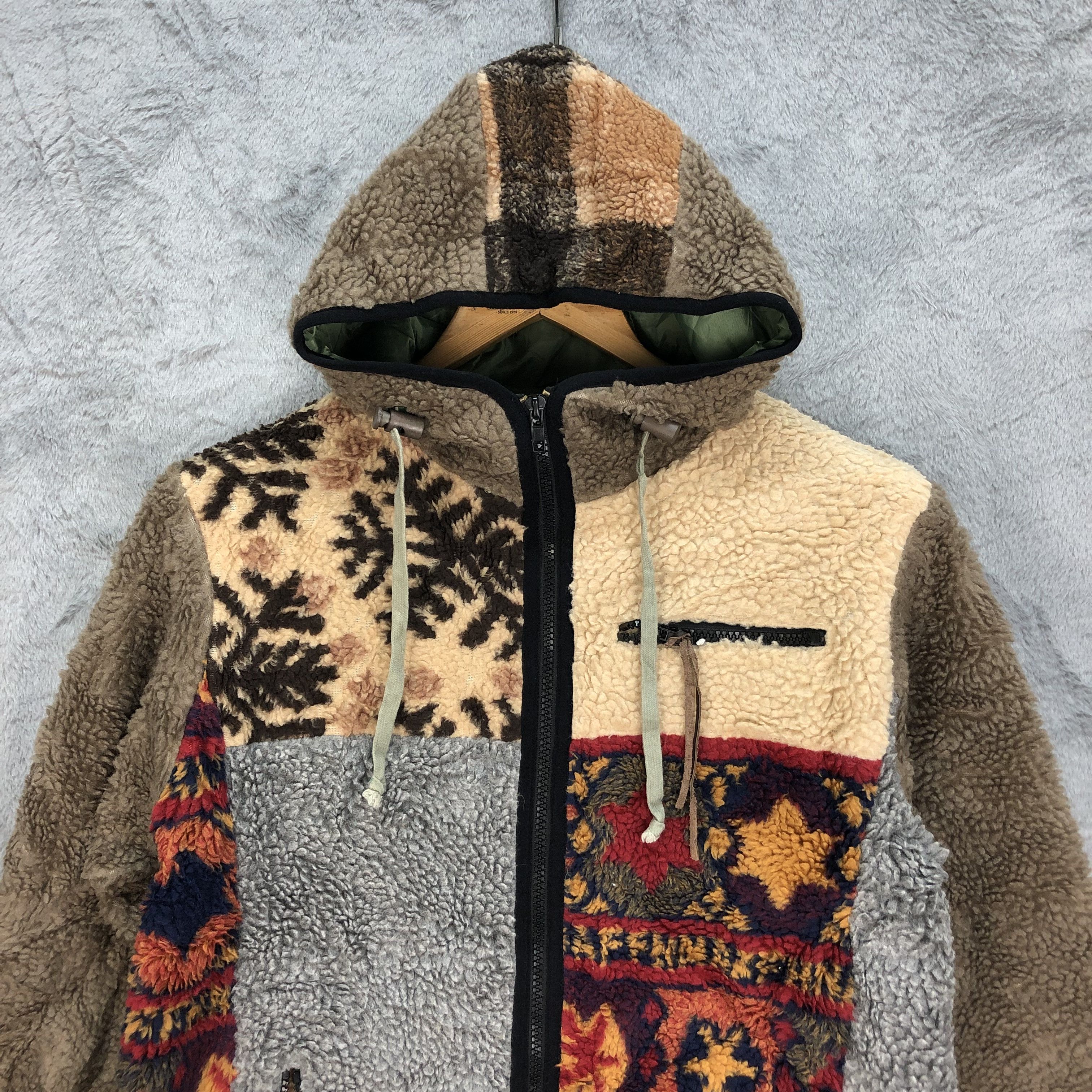 Japanese Brand agile Patchwork Design Boro Fleece Jacket #5409-188 Size US M / EU 48-50 / 2 - 2 Thumbnail