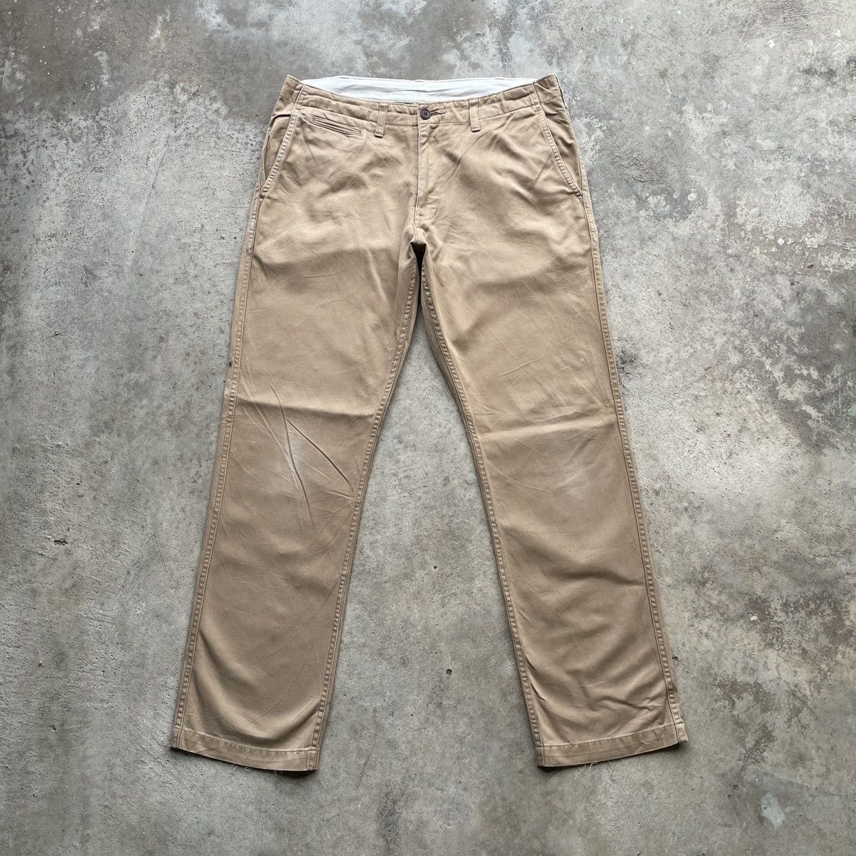 image of Vintage Japanese Khaki Colour Trousers Casual Pants, Men's (Size 32)